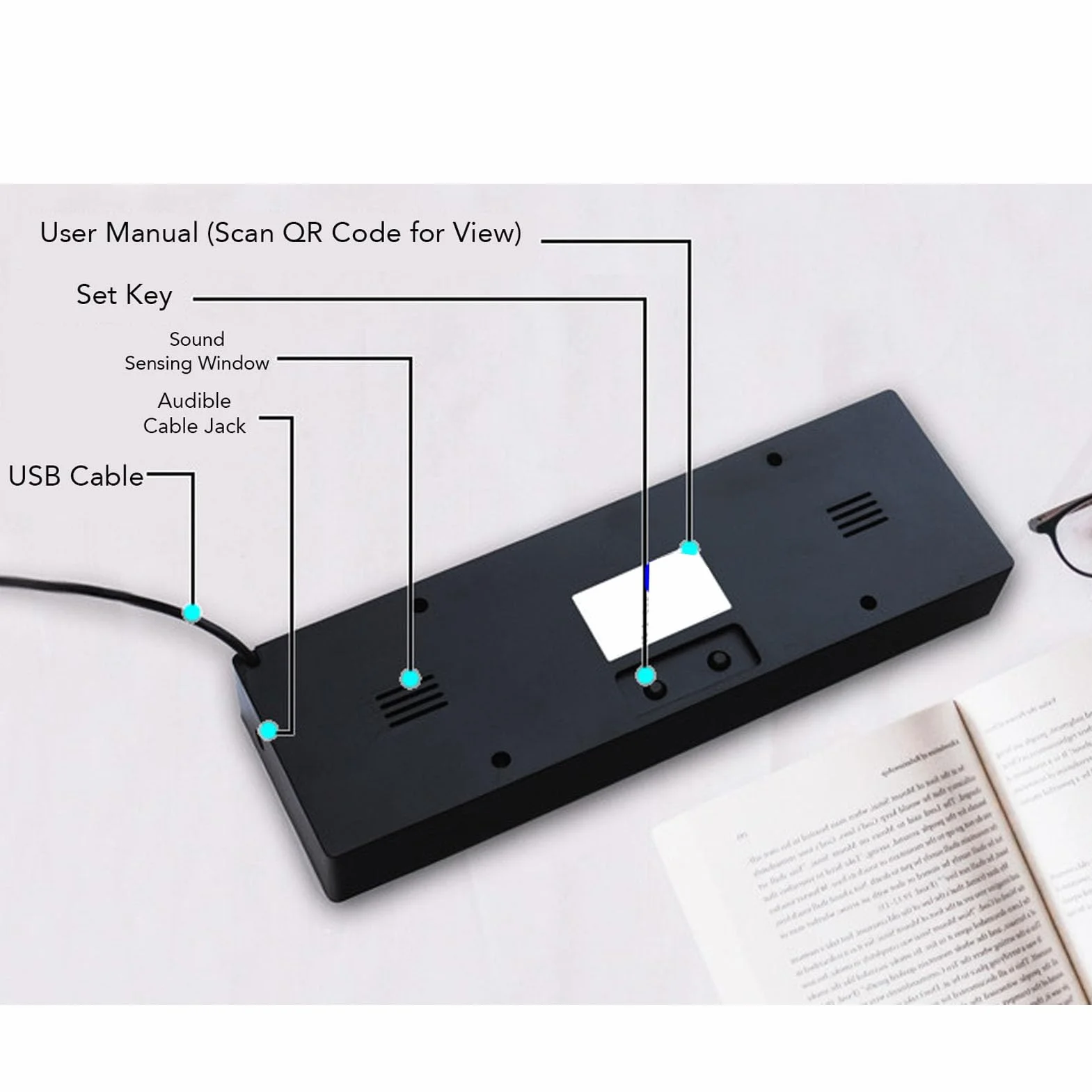 Cuifati RGB Music Spectrum Wyświetlacz, 84 Efekty, Konstrukcja ABS, Zasilana USB, Idealne do Domu, Biura lub Imprezy z 2 Stylami Czasowymi i 3 Alarmami, Wrażliwe Odbiór dla Kontroli