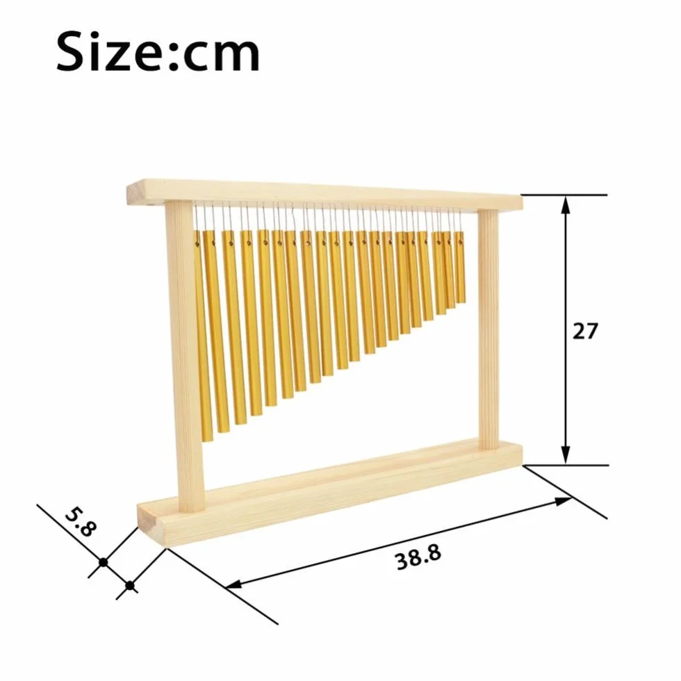 Alomejor Dzwonki perkusyjne, jednorzędowe, muzyczne, perkusyjne, dzwonki dętkowe z 20 różnymi tonami, drewniany stojak i instrument perkusyjny