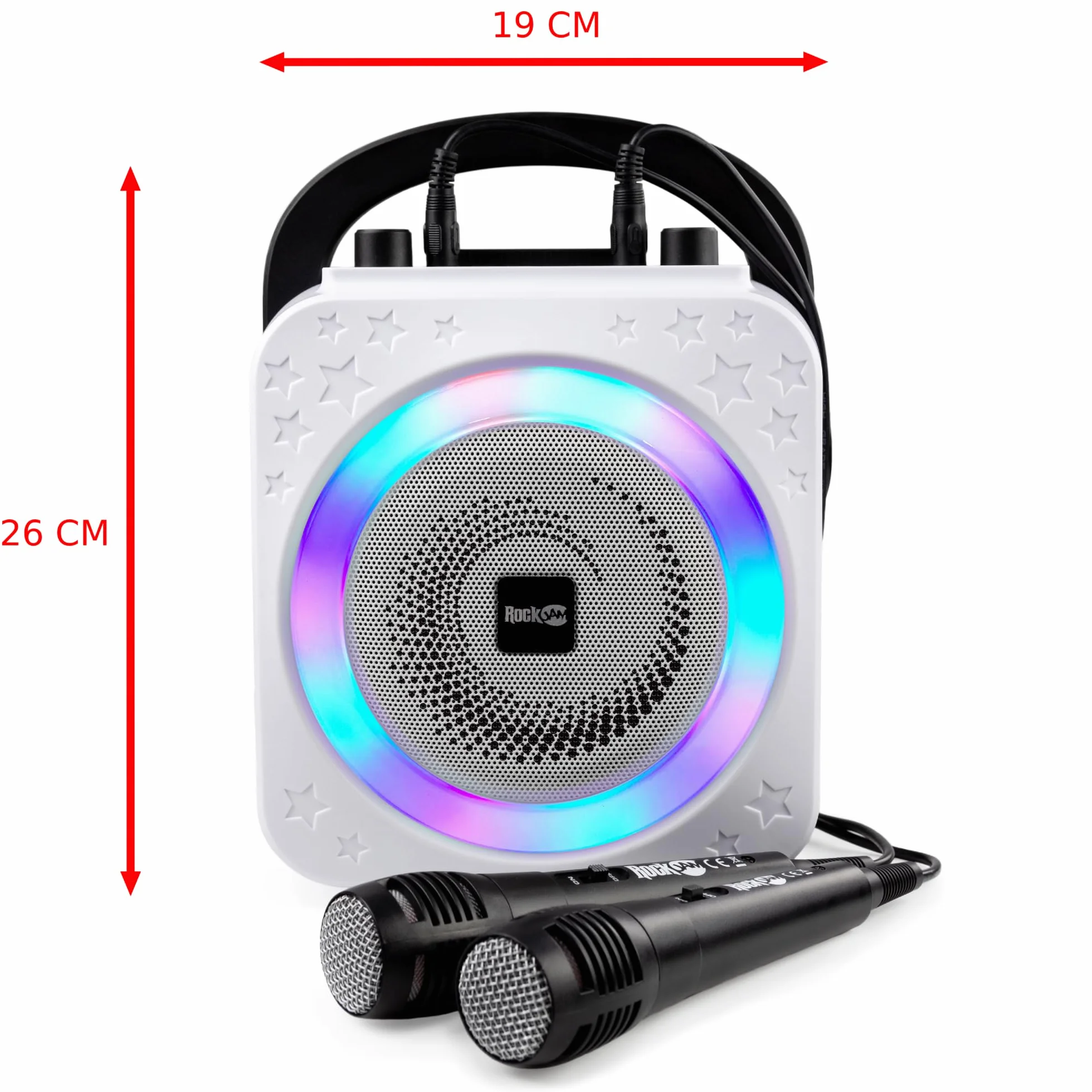 RockJam Ring urządzenie do karaoke Bluetooth z dwoma mikrofonami