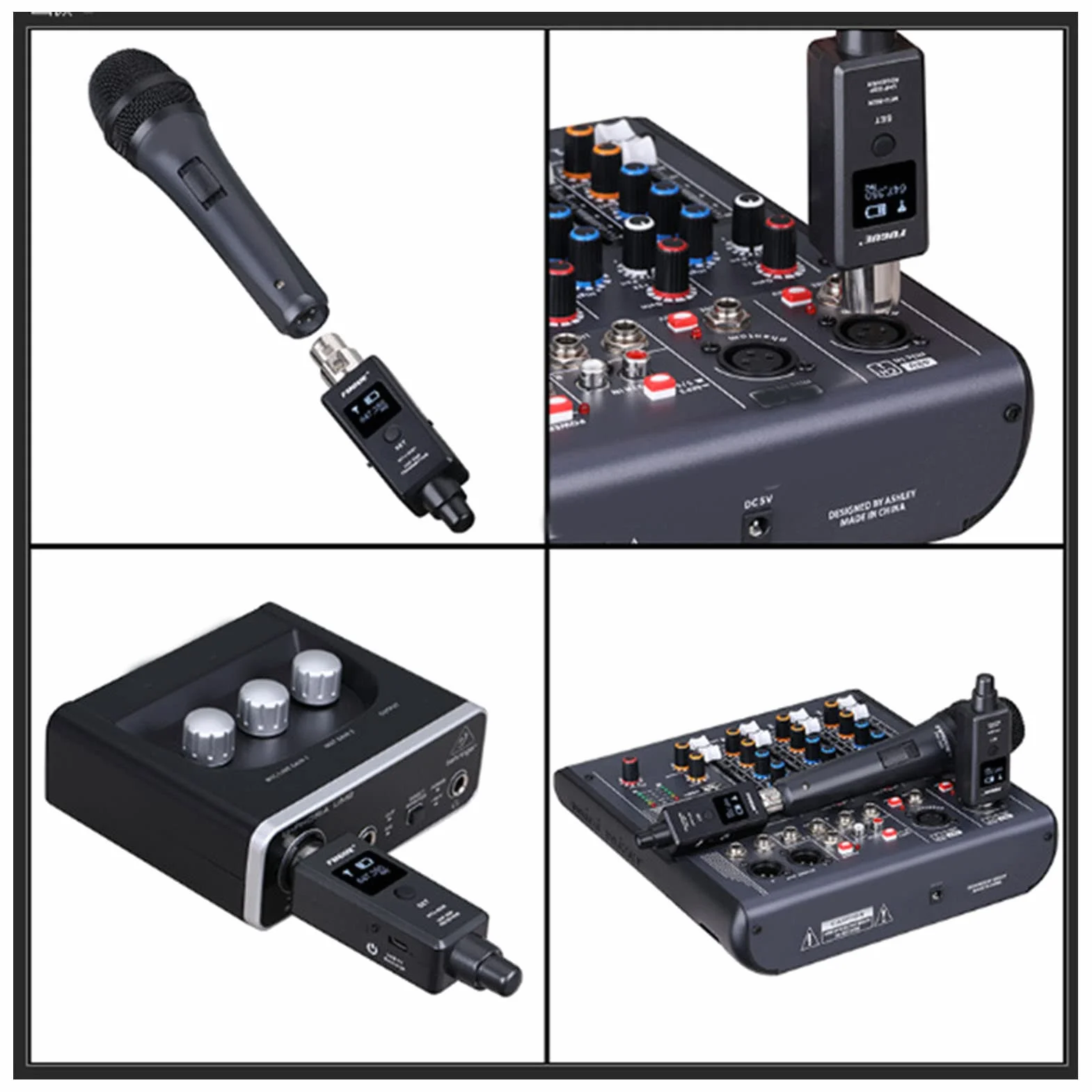 Bezprzewodowy System Mikrofonowy, Bezprzewodowy Nadajnik i Odbiornik XLR, Czysty Dźwięk, Adapter Mikrofonu Bezprzewodowego, Wbudowany Akumulator, do Mikrofonu Dynamicznego
