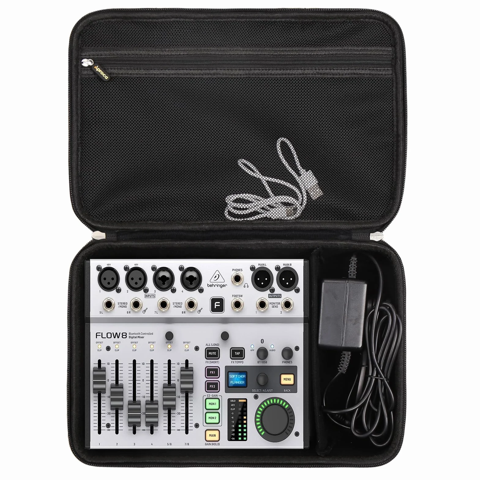 Aproca walizka podróżna z twardą powłoką, pasuje do Behringer Flow 8 / Xenyx 802 Premium cyfrowy mikser z 8 wejściami