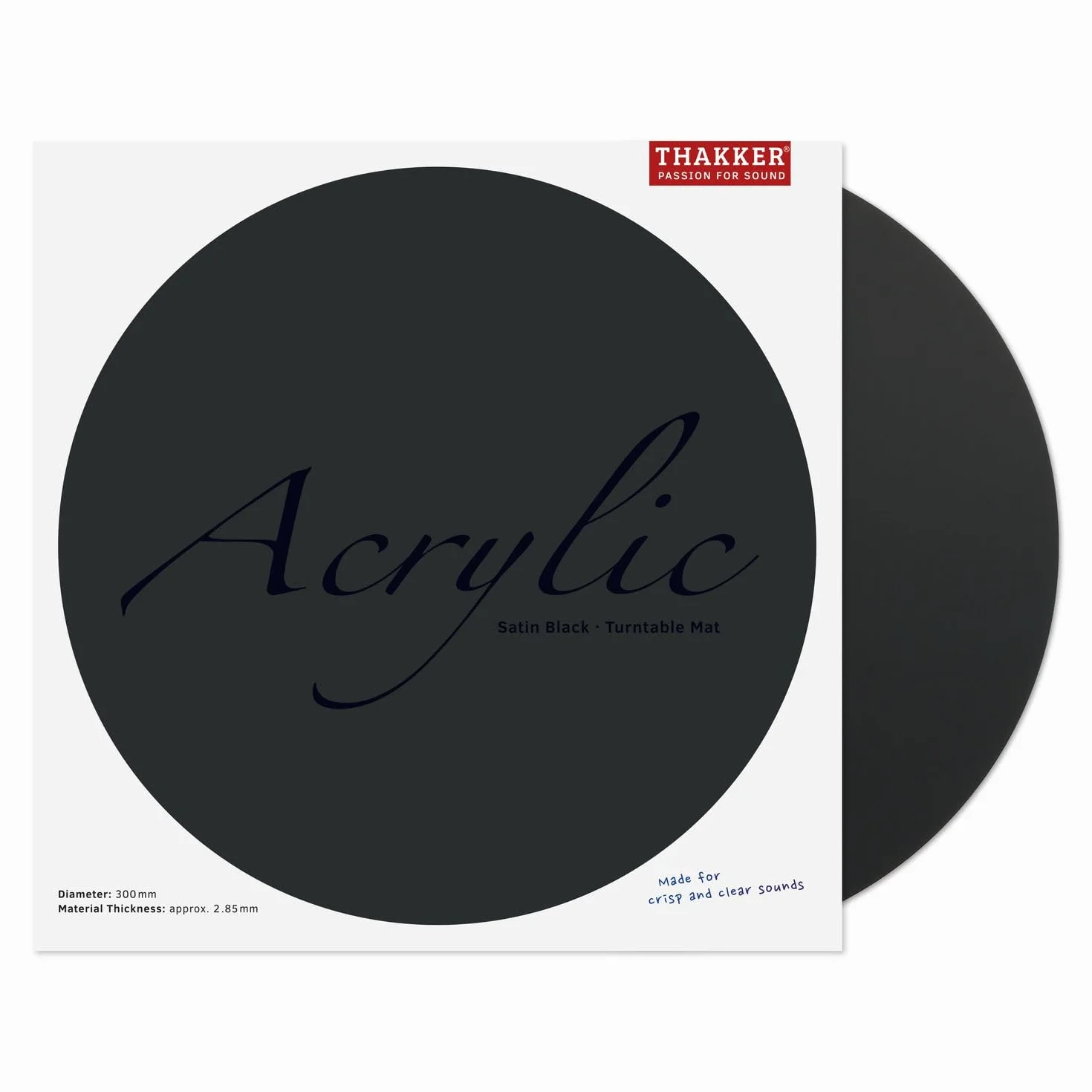 THAKKER Acrylic Mat Satin Black - 12" nakładka na talerz z hartowanego szkła akrylowego | redukuje drgania | poprawia dźwięk | jedwabiście matowe wykończenie powierzchni | Ø 300 mm | czarna