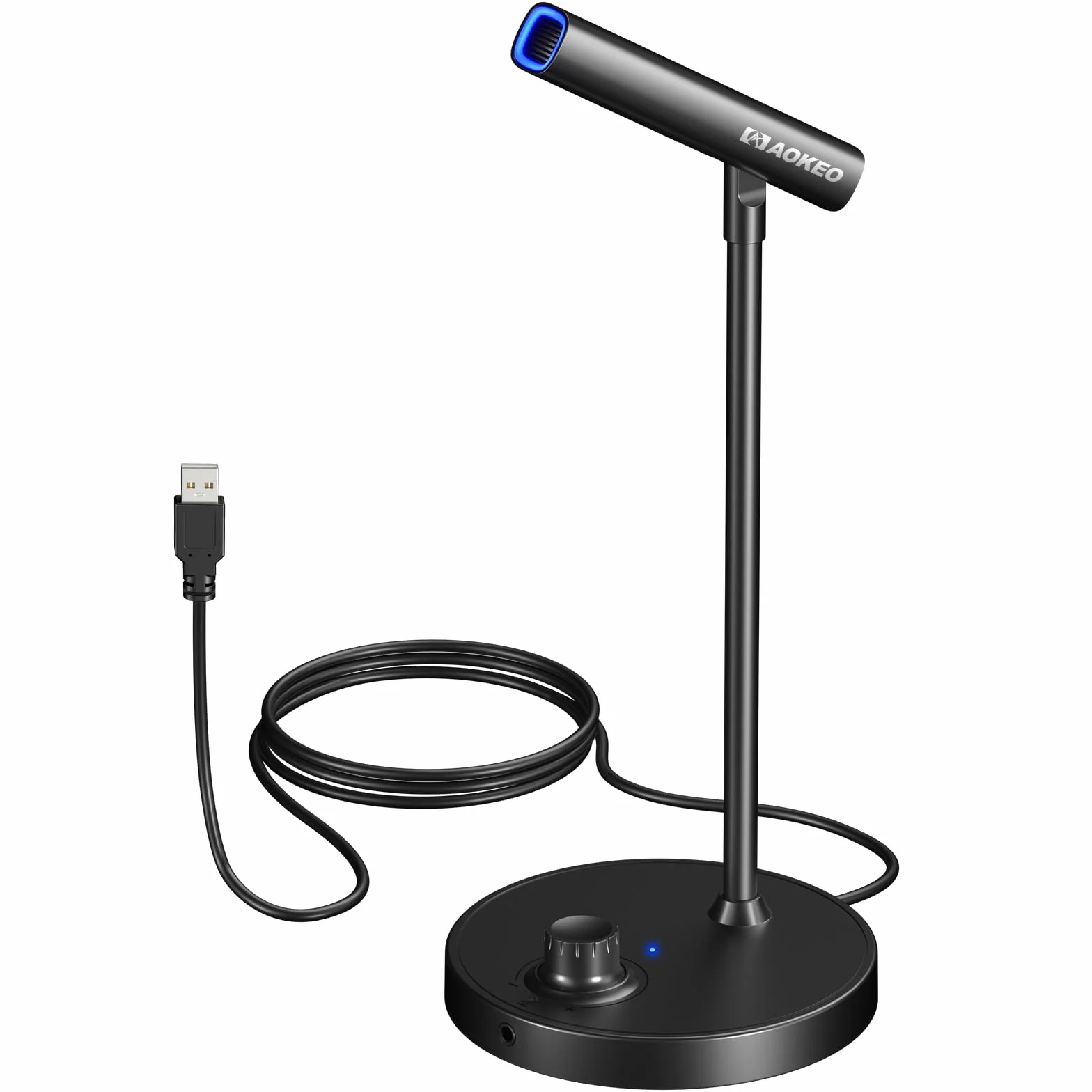 Aokeo Mikrofon USB, mikrofon gamingowy do komputera z przyciskami regulacji głośności do nagrywania, podcastów, przesyłania strumieniowego, YouTube, PS5 PS4 Mac, laptopa