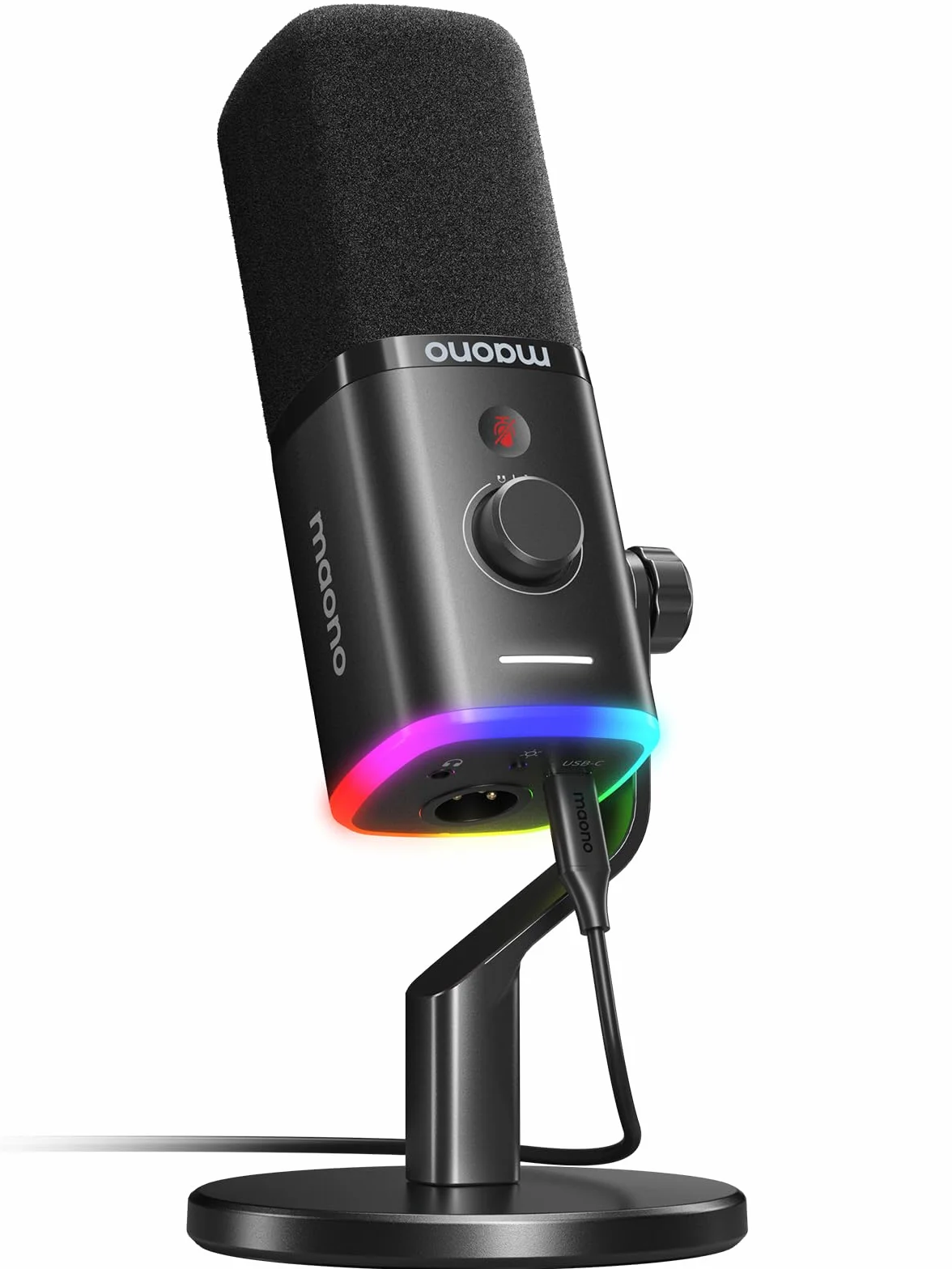 MAONO Dynamiczny mikrofon do gier: dynamiczny mikrofon komputerowy USB XLR z oprogramowaniem - mikrofon RGB PC dla graczy-podcastów zestaw mikrofonowy do strumieniowego studia nagrywania YouTube
