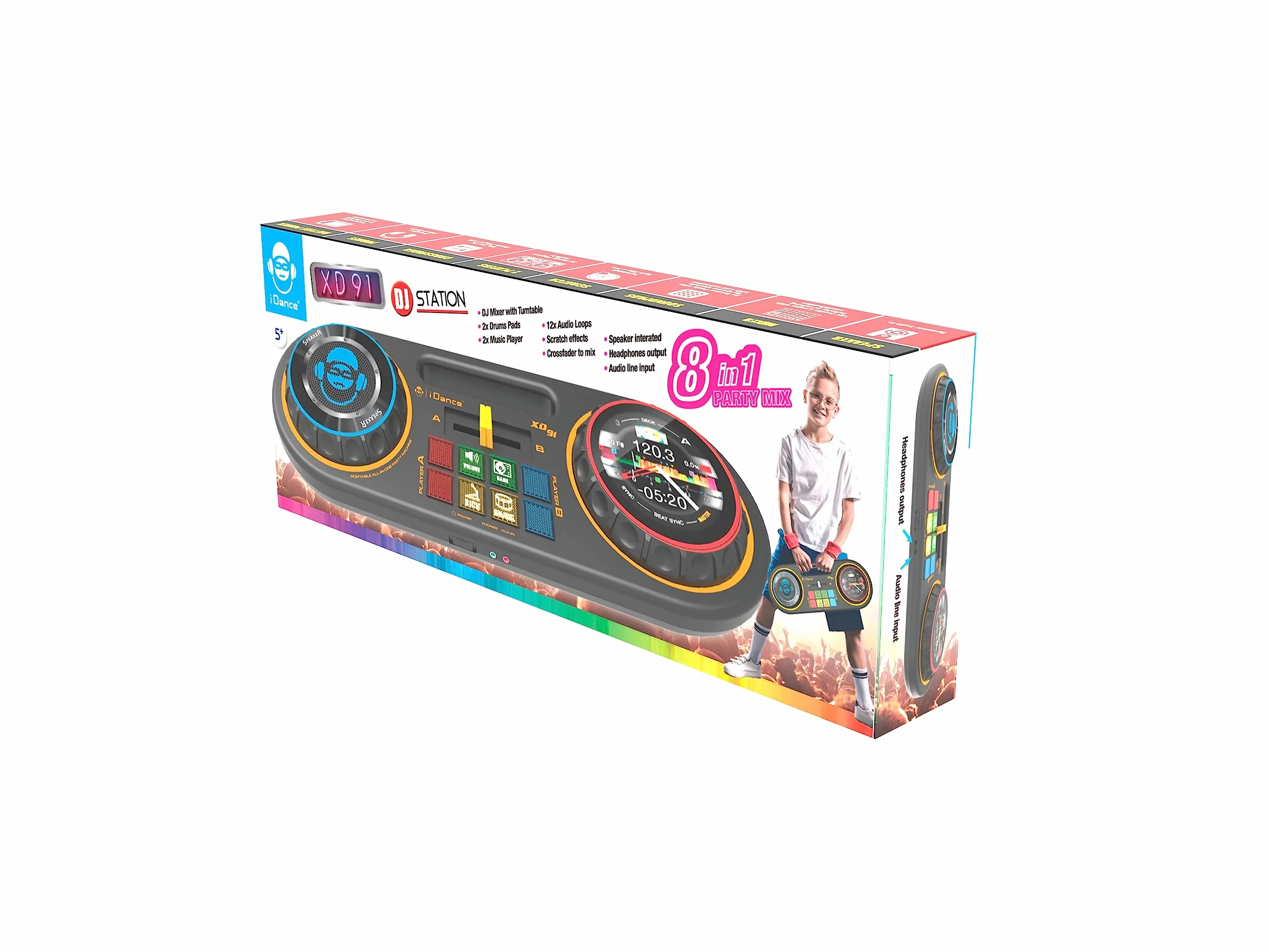 Cefa Toys- Mieszanka DJ 8 W 1 41,4x15,4x4,8 cm. 12 pętli audio. Crossfader do mieszania i głośników z wyjściem słuchawkowym. (00350)