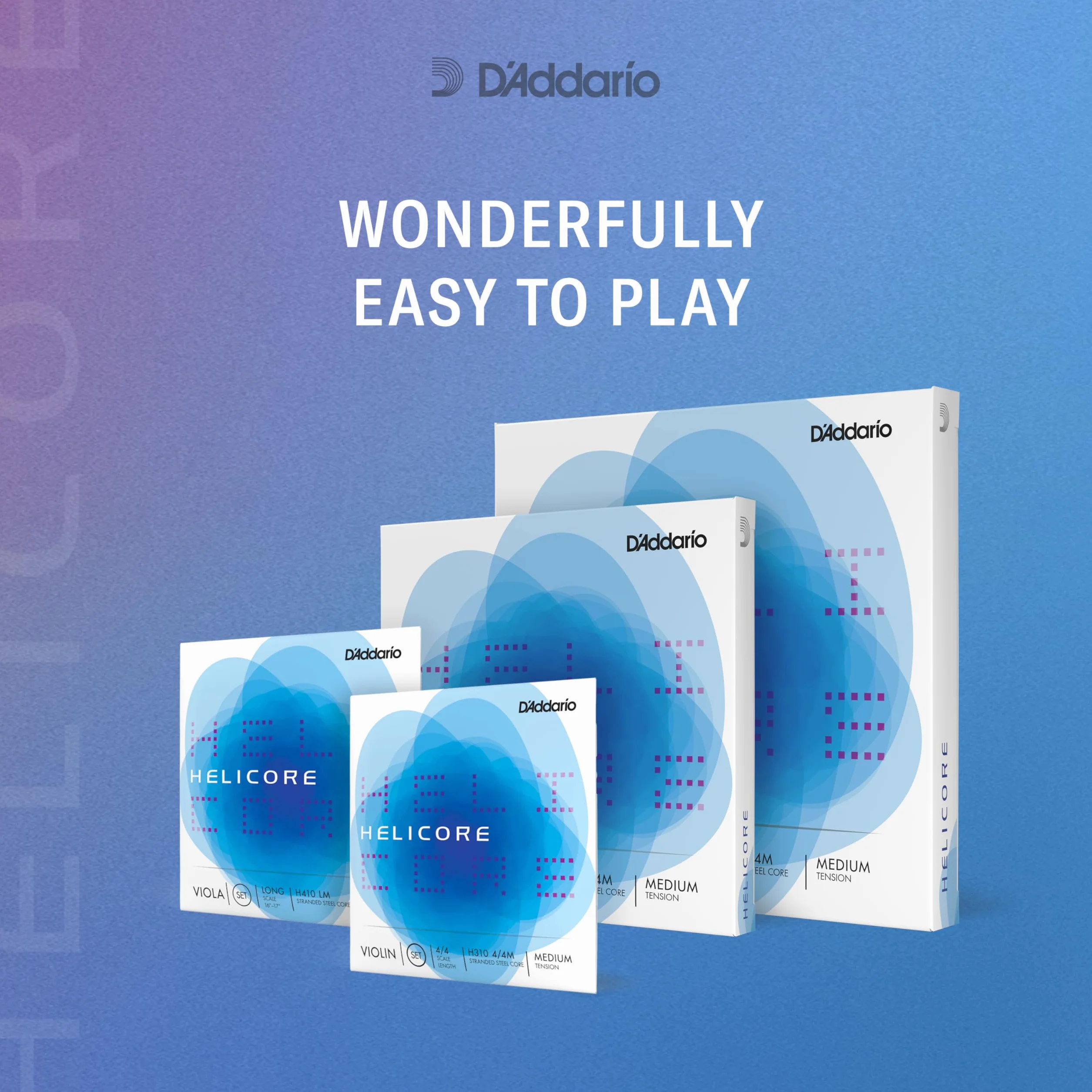 D'Addario Helicore Zestaw strun do skrzypiec 4/4 średnie napięcie