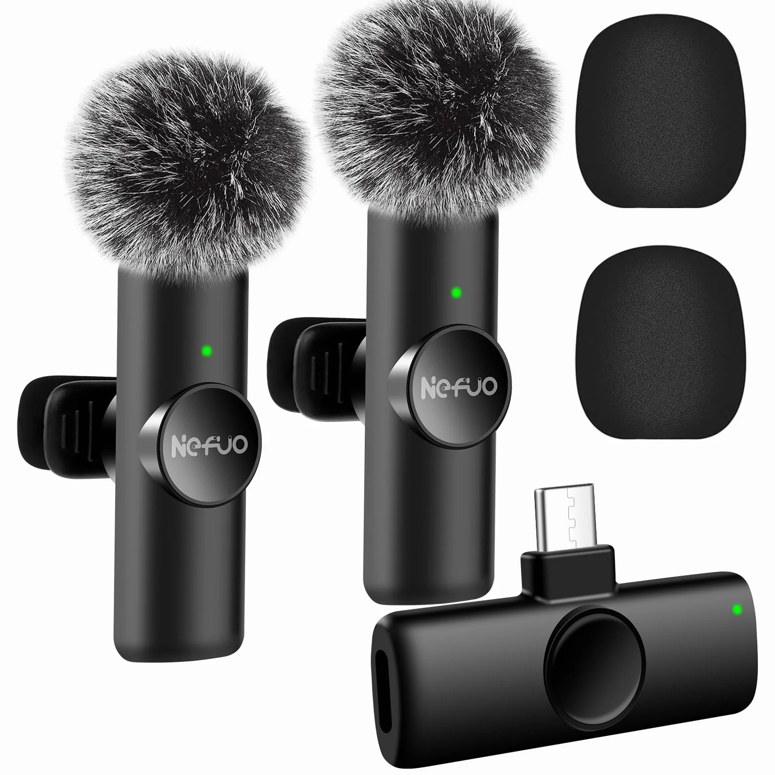 Bezprzewodowy mikrofon krawatowy typu C do urządzeń iPhone 15 i Android, krystalicznie czysta jakość dźwięku z redukcją szumów, mikrofon typu plug-play, do podcastów, vlogów, YouTube, TikTok, 2