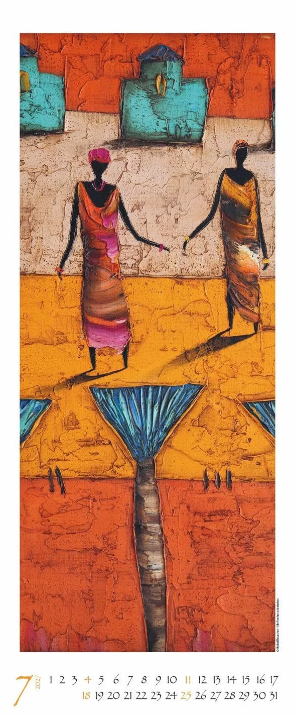 Colours of Africa 2027: Kunstkalender mit Bildern in den warmen Farben Afrikas. Wandkalender des Malers Michel Rauscher im Hochformat: 28,5 x 69 cm.