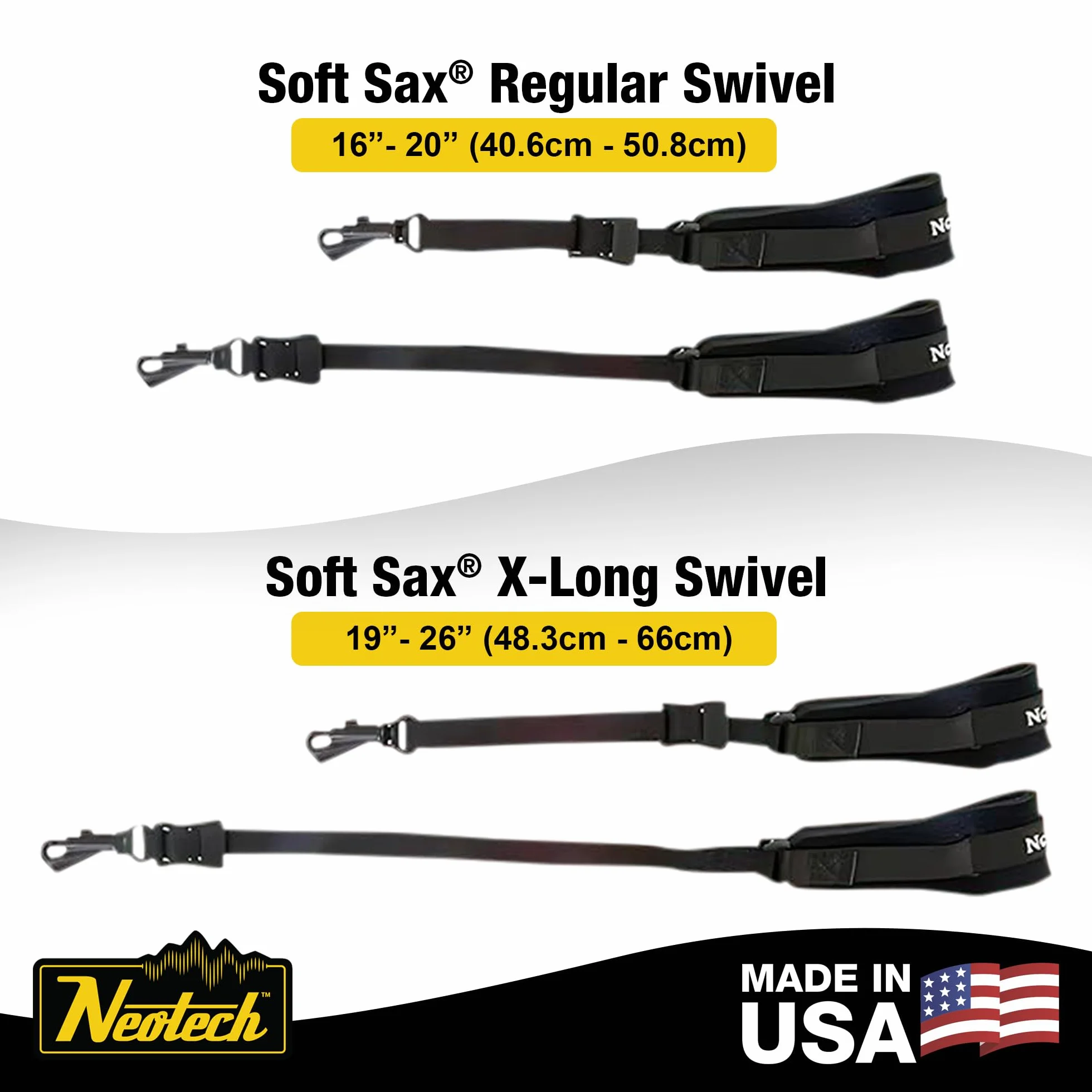 Neotech Pasek saksofonu miękki czarny XL, długość 48,3-66 cm