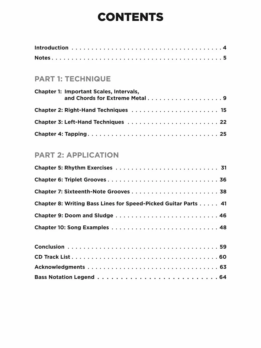 Extreme metal bass - recueil + enregistrement(s) en ligne: Essential Techniques, Concepts, and Applications for Metal Bassists