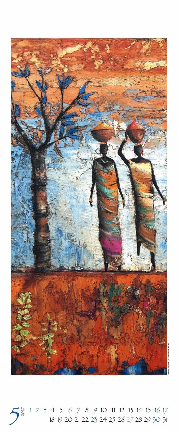 Colours of Africa 2027: Kunstkalender mit Bildern in den warmen Farben Afrikas. Wandkalender des Malers Michel Rauscher im Hochformat: 28,5 x 69 cm.
