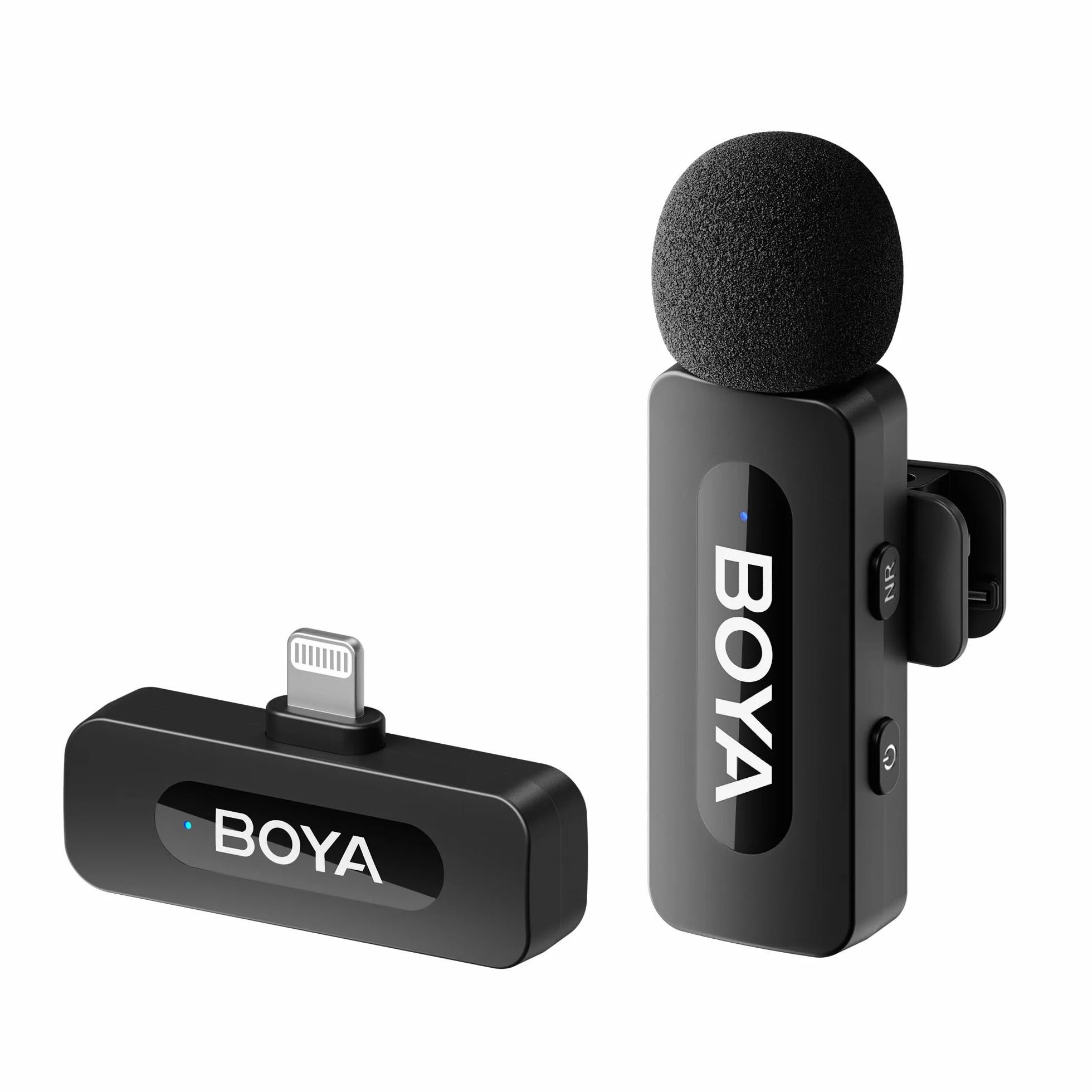 Boya BY-V1 Bezprzewodowy Mikrofon Lavalier dla iPhone, Mikrofon Komórkowy iPhone Bezprzewodowy, 100m Zasięg, Mini Mikrofon na Sznurku dla Podcast, Wideo, Vlog, YouTube, TikTok