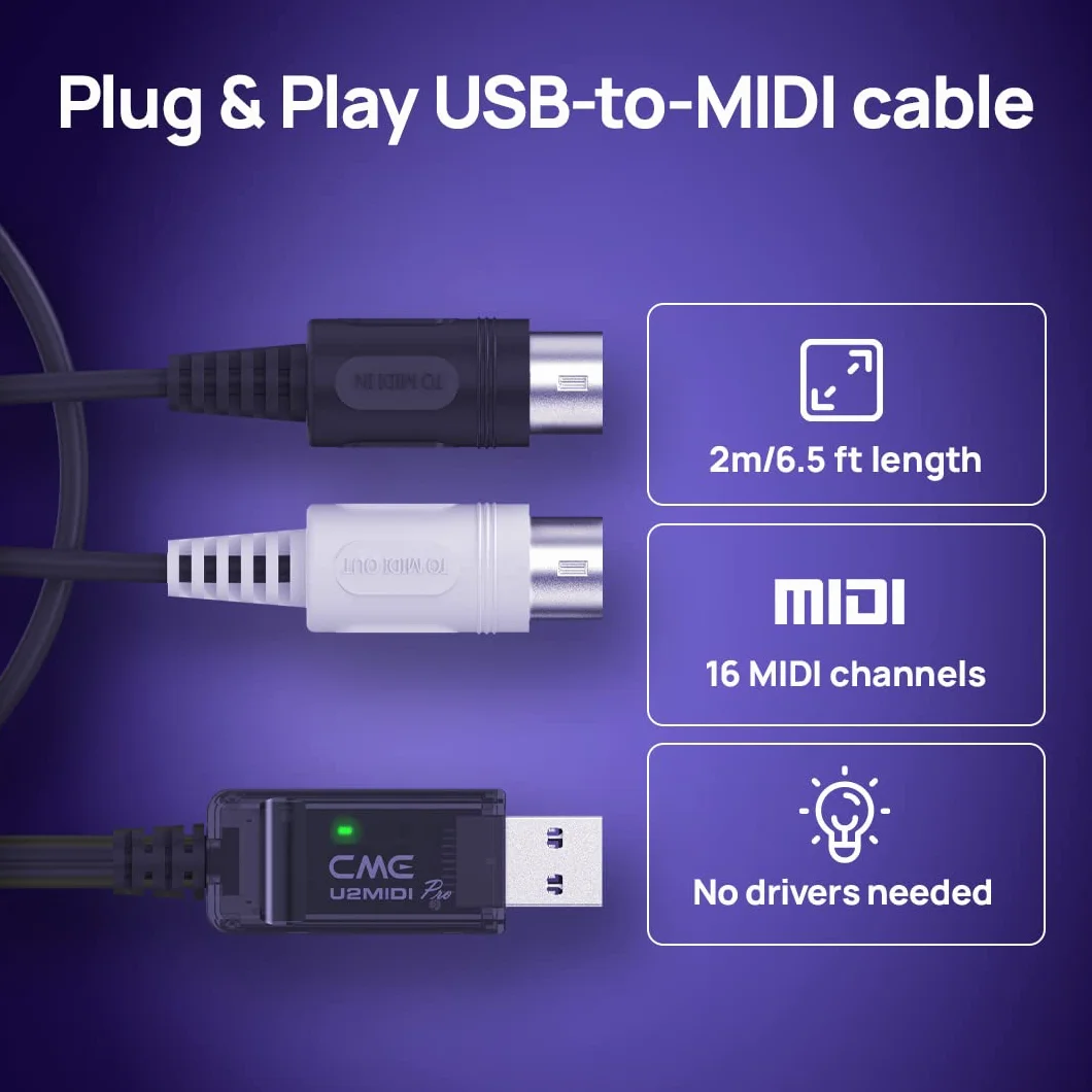CME U2MIDI Pro kabel USB MIDI z filtrem i mapperem interfejs Plug & Play 6,5 stopy