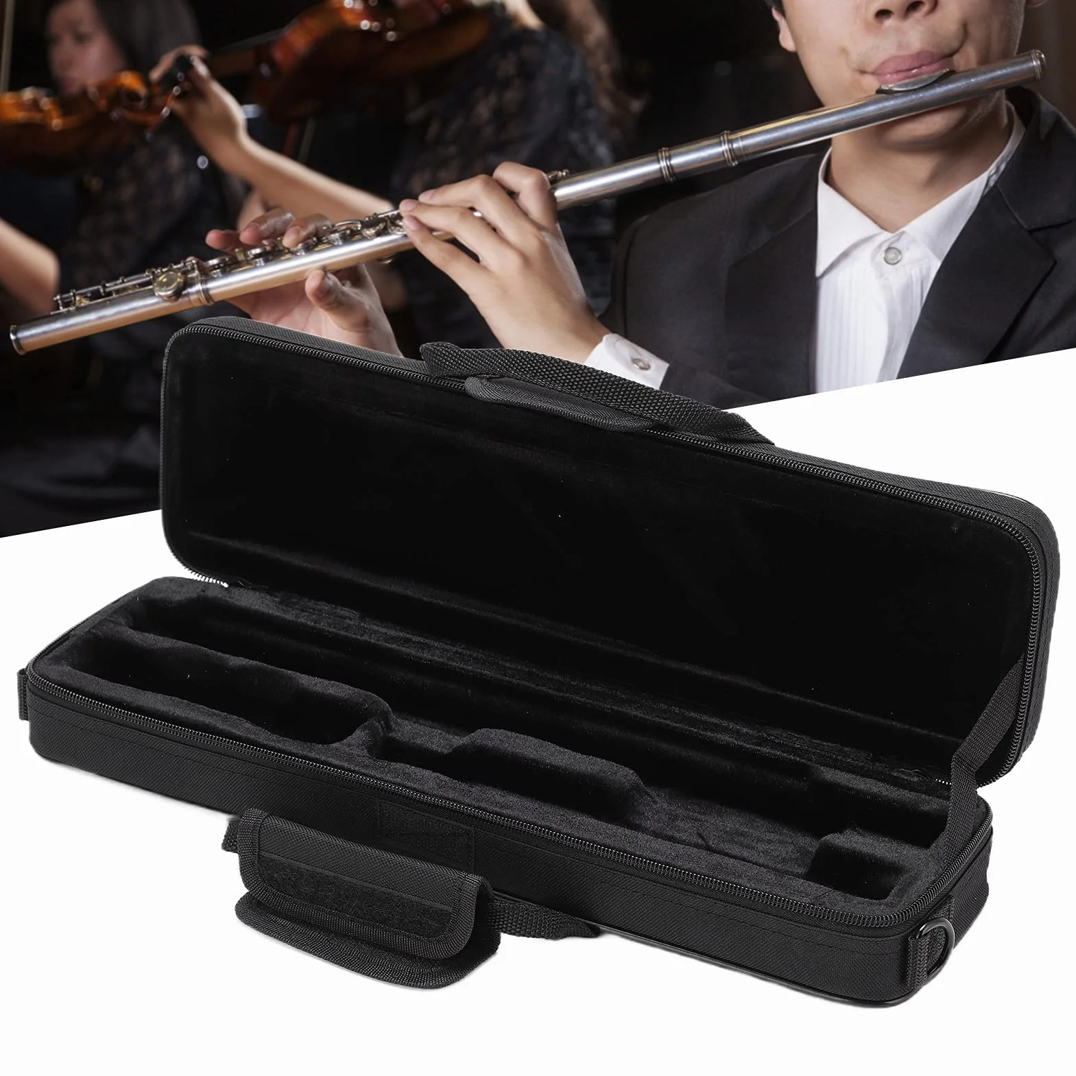 Flute Case Torba do Przenoszenia, Wodoodporna, Odporna Na Zużycie Tkanina Oxford Przenośna Torba Koncertowa Z Regulowanym Paskiem Na Ramię I Uchwytem Na 16 Otworowy Flet