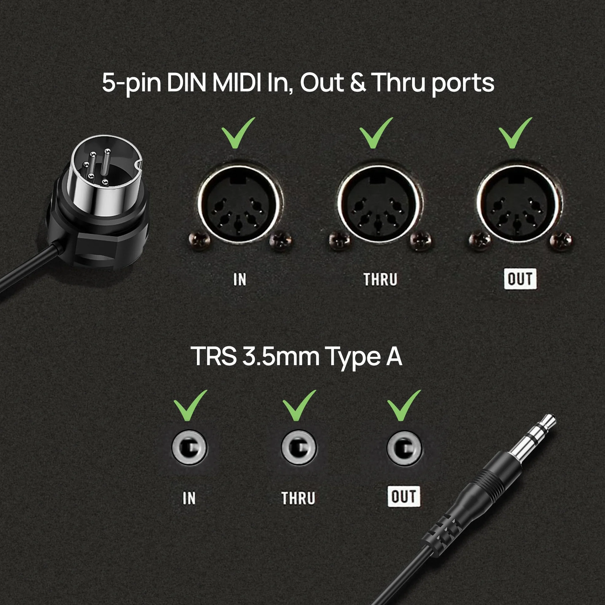 CME Kabel TRS MIDI 2-pack 3,5 mm 1/8 cala 5-pinowy DIN 150 cm