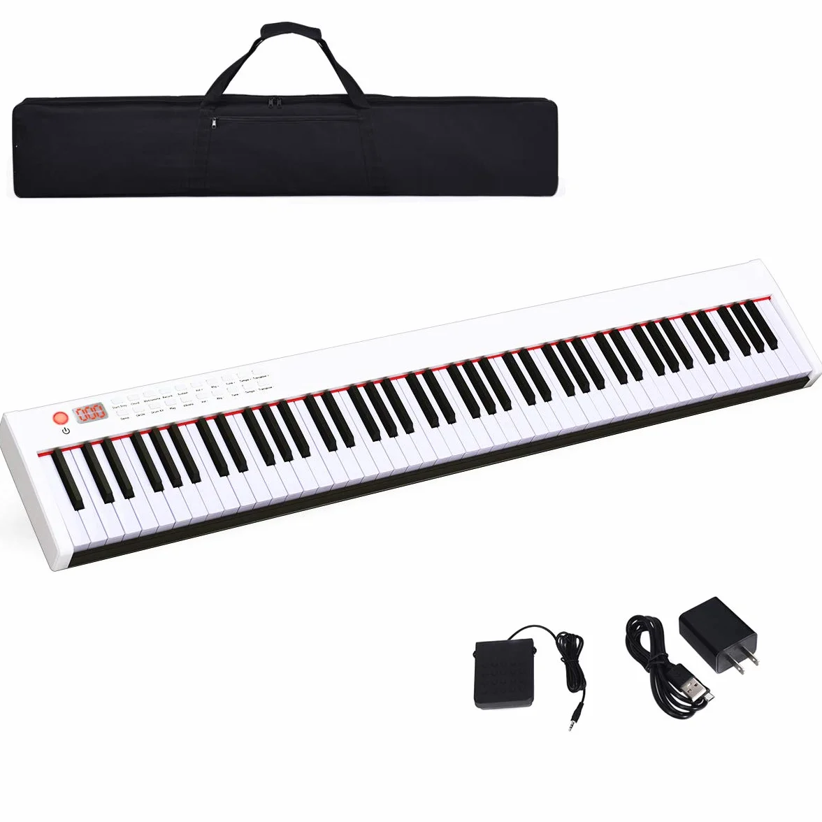 GOPLUS 61/88 klawiszy, pianino cyfrowe z dynamicznymi klawiszami domyślnymi, przenośny fortepian elektroniczny z 128 dźwiękami i rytmami, , klawiatura z funkcjami edukacyjnymi i metronomowymi