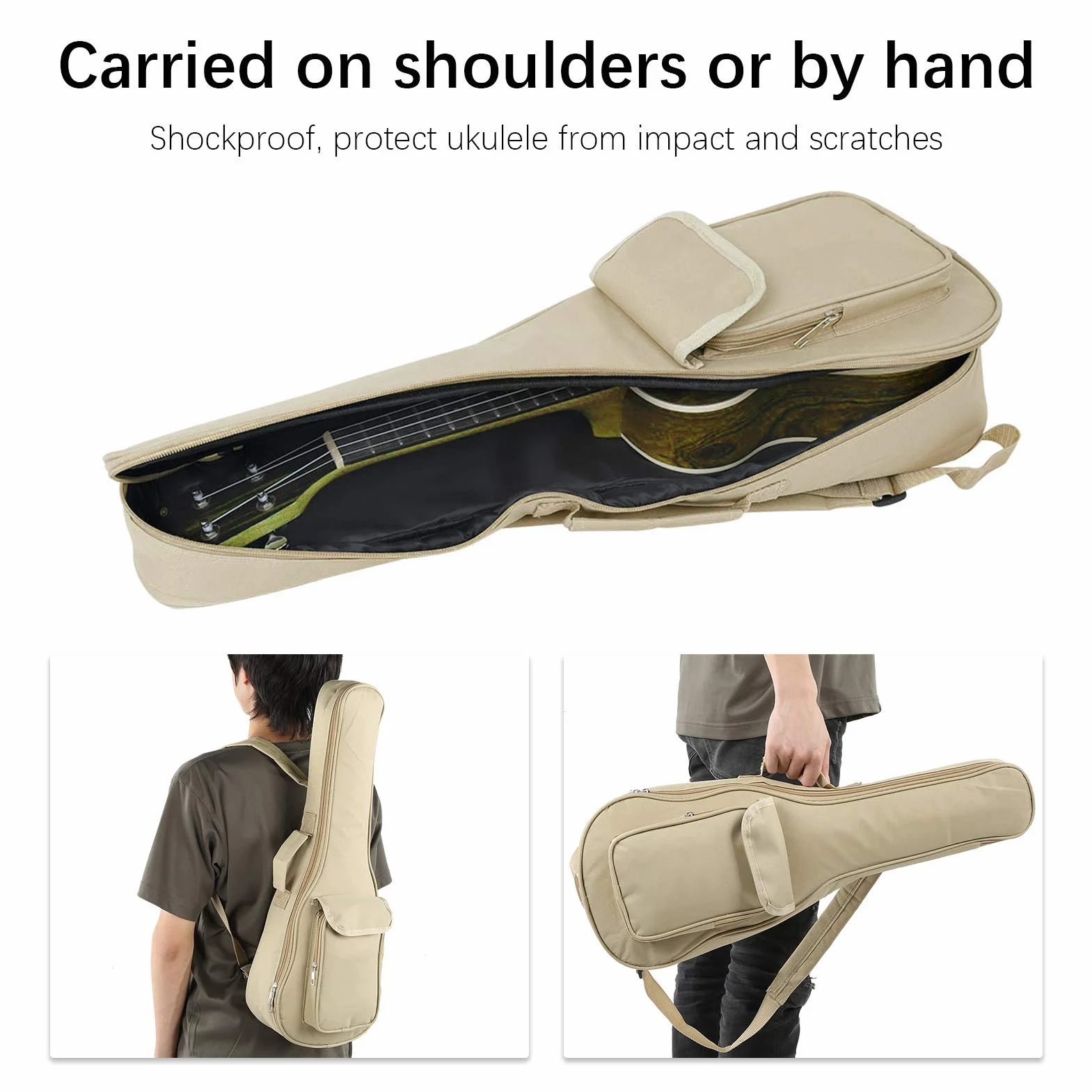 Torba na ukulele, torba na ukulele, wodoszczelna, gruba tkanina Oxford, 61 cm, z regulowanymi ramiączkami, łatwa do przenoszenia, akcesoria do instrumentów muzycznych