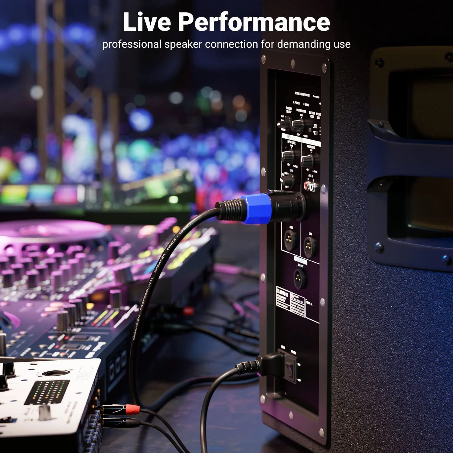 deleyCON 10m Kabel Głośnikowy PA - Jakość Studyjna - z czystej Miedzi OFC - Przewód do Głośników PA 2-Biegunowy 2x 1,5mm² (AWG15) 7,2mm - Metalowa Blokada
