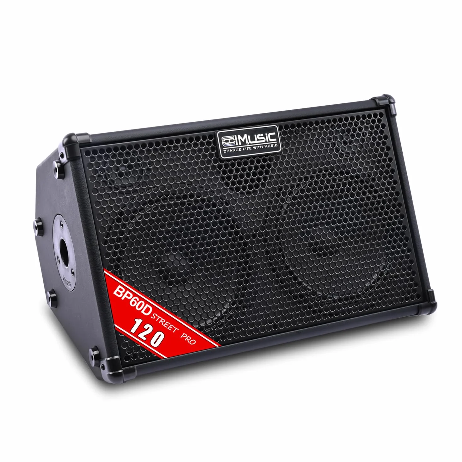 Coolmusic BP60D 60 W x 2 głośnik zasilany baterią wzmacniacz gitarowy – przenośny głośnik Bluetooth z efektem opóźnienia chóru pogłosu, 7 wejść
