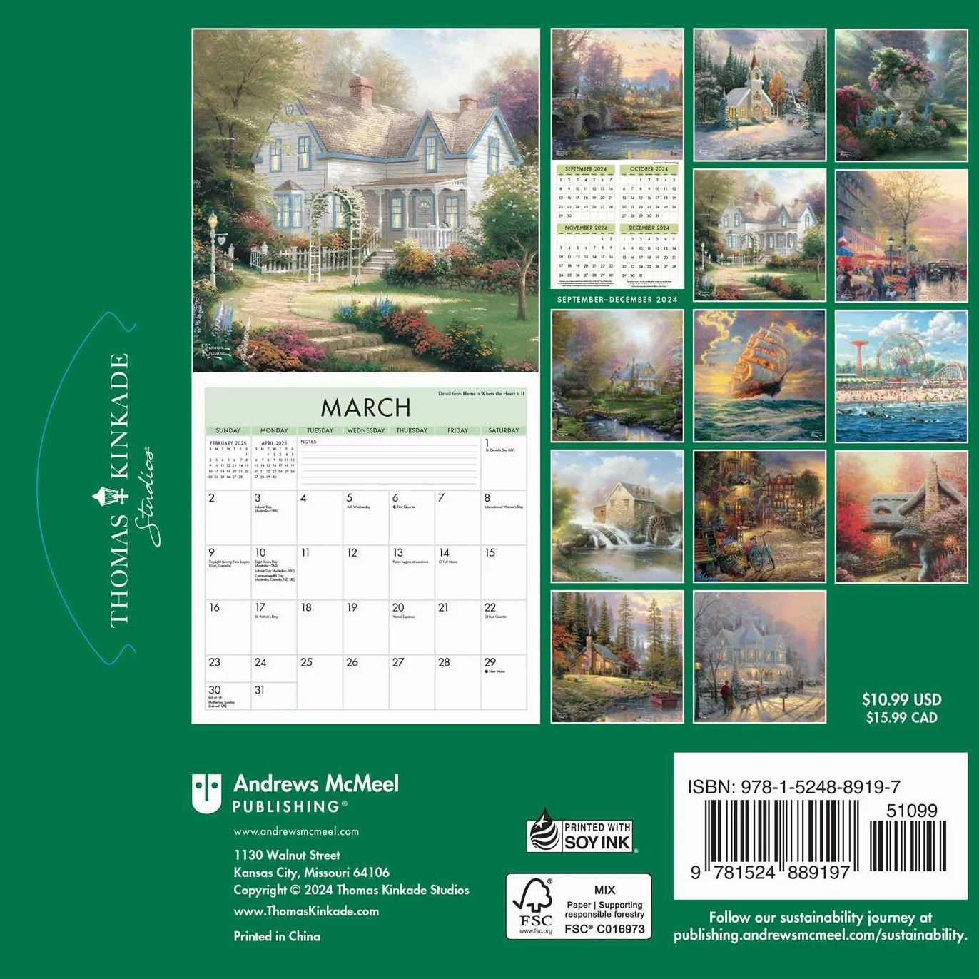 Thomas Kinkade Studios 2025 Mini Wall Calendar