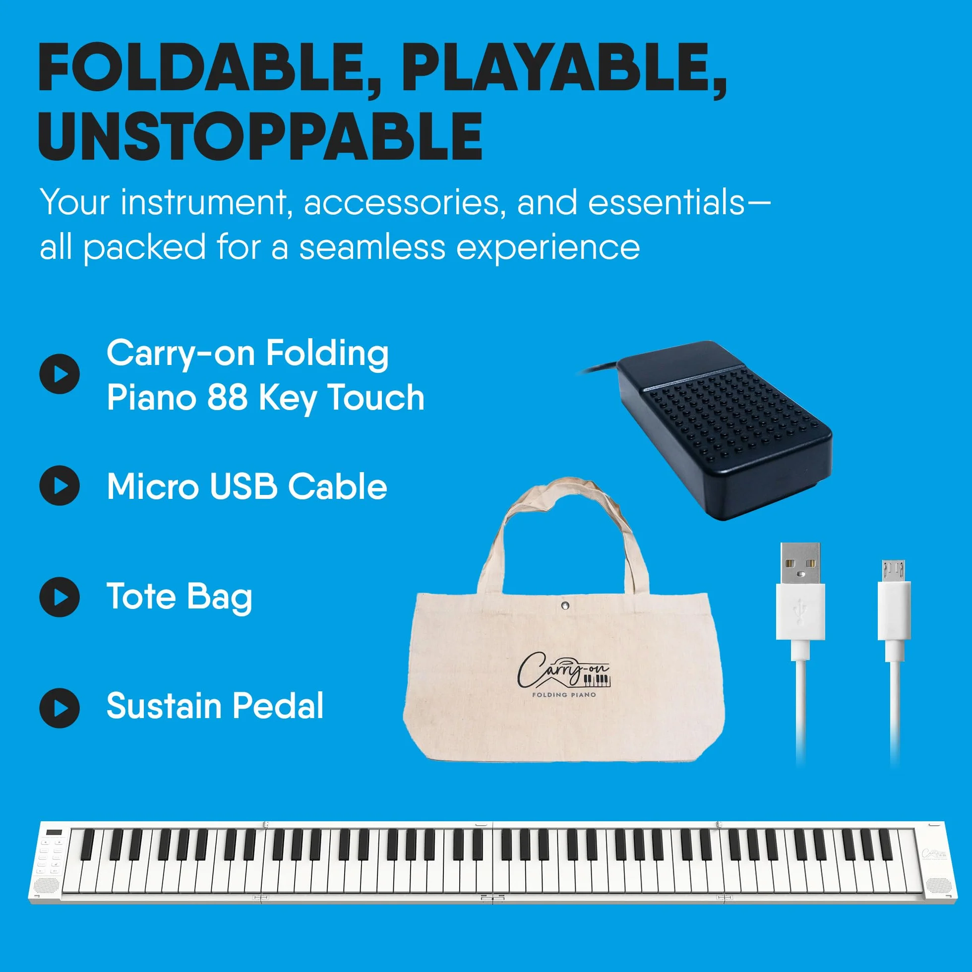 Blackstar Carry-On Keyboard, Czarny/Biały, 88 klawiszy