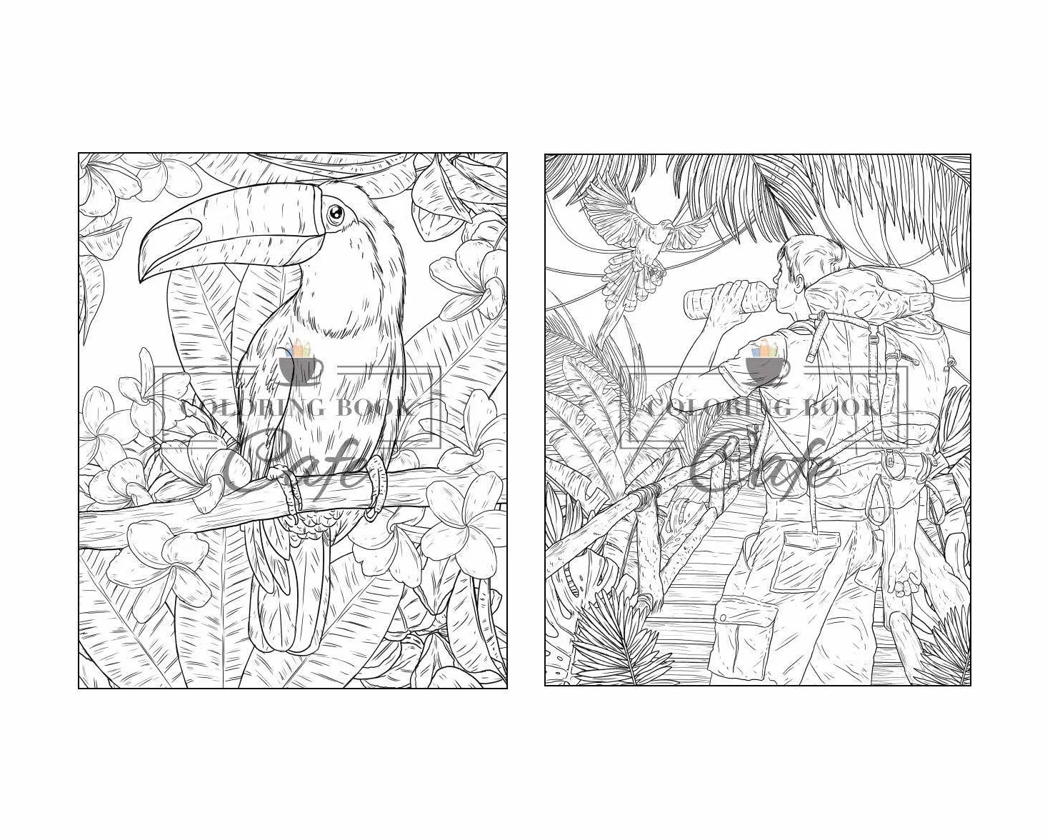 100 Wildlife Scenes: An Adult Coloring Book Featuring 100 Most Beautiful Wildlife Scenes with Animals, Birds and Flowers from Oceans, Jungles, Forests and Savannas