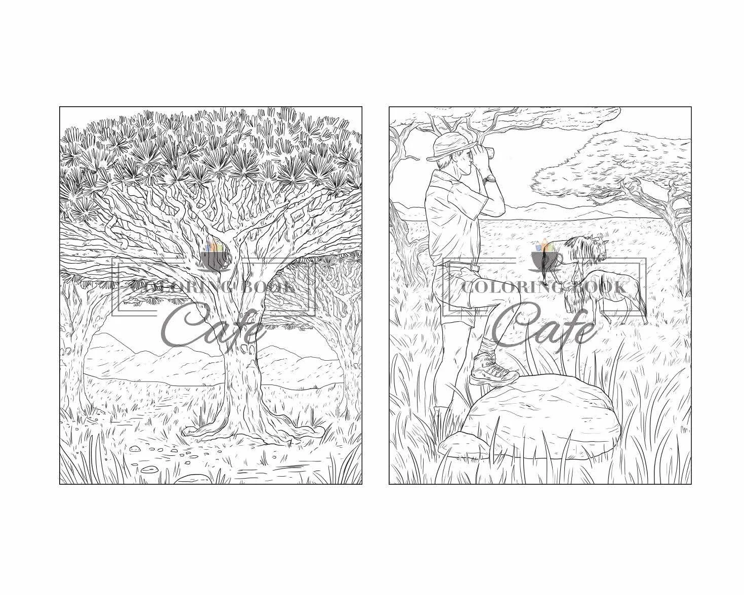 100 Wildlife Scenes: An Adult Coloring Book Featuring 100 Most Beautiful Wildlife Scenes with Animals, Birds and Flowers from Oceans, Jungles, Forests and Savannas