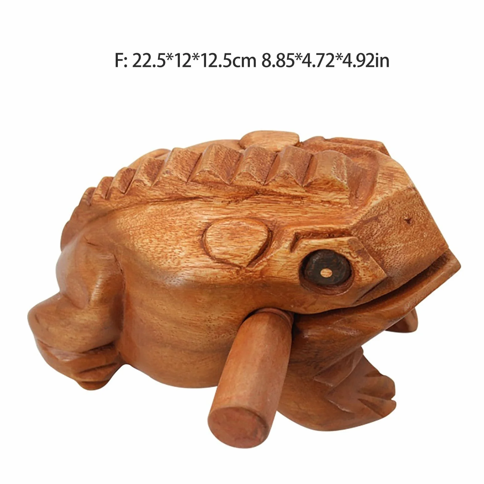 Drewniany Rzeźbiony Instrument Guiro Perkusyjny, Pusty Drewniany Bęben Instrument Perkusyjny Guiro Żaby Z Drewnianym Kijem Dla Dzieci(F)