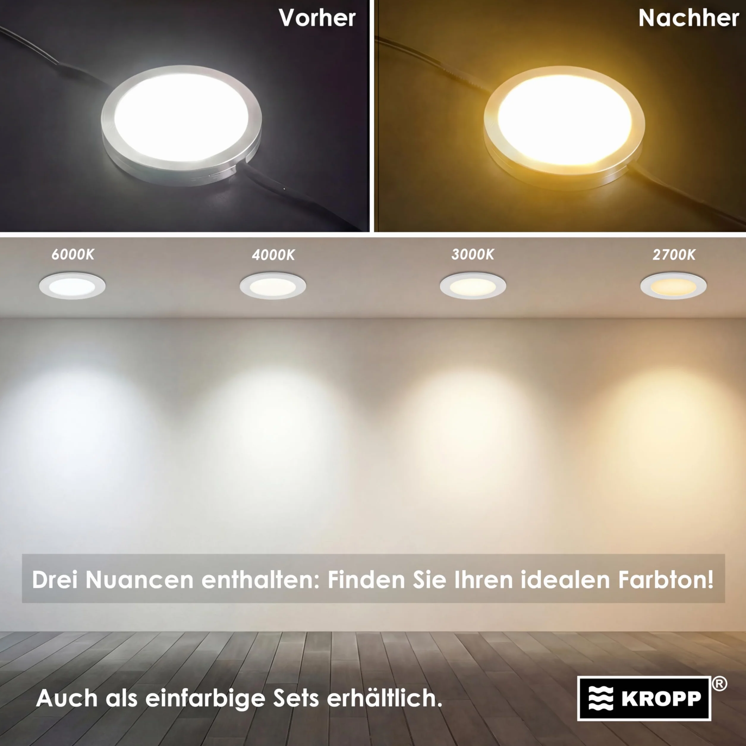 KROPP Samoprzylepna folia kolorowa na lampy LED 20x12 cm 3 odcienie ciepłej bieli zestaw 3 szt
