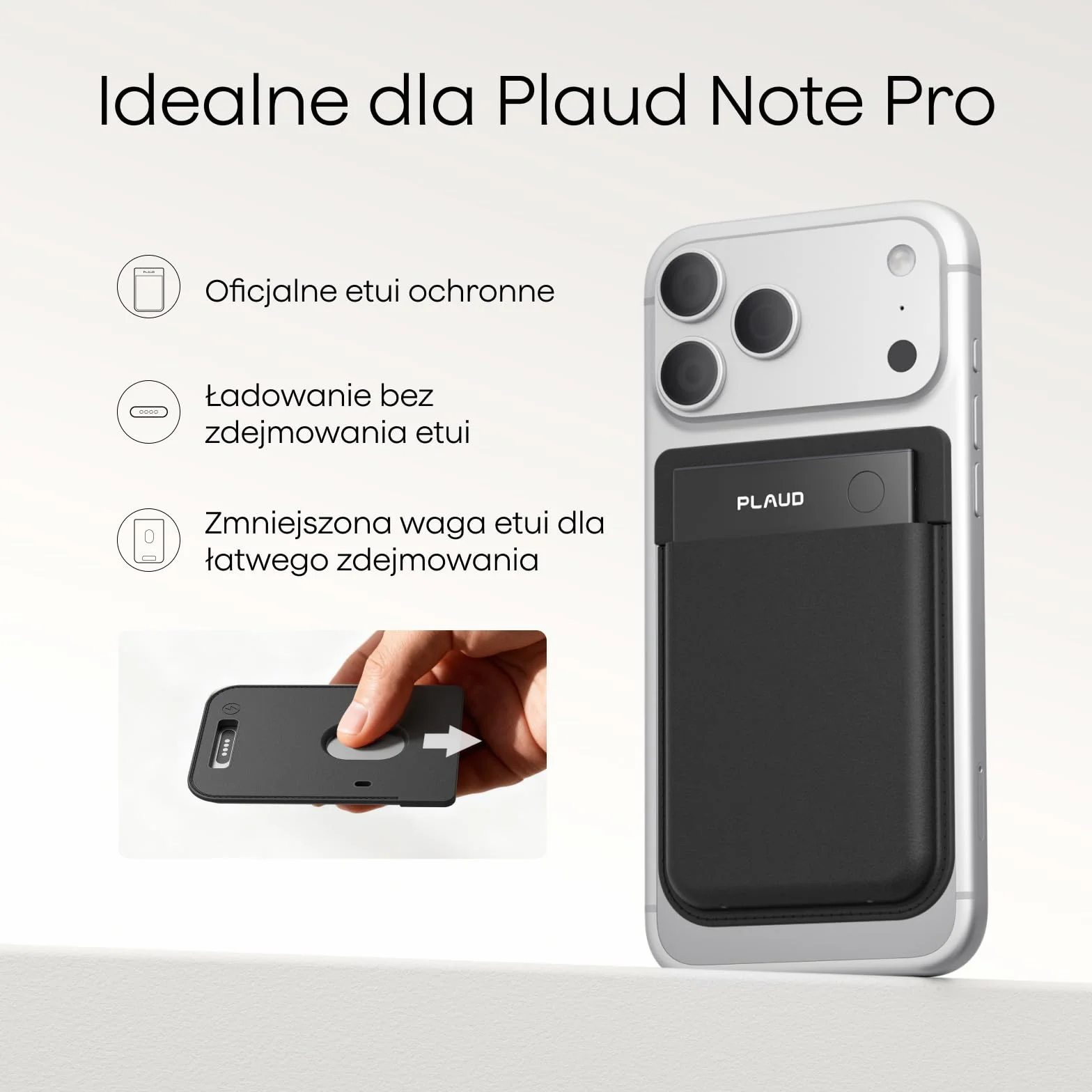 Dyktafon magnetyczne etui do Plaud Note Pro, kompatybilne z urządzeniem nagrywającym Plaud Note Pro KI, przenośne etui ochronne, czarny