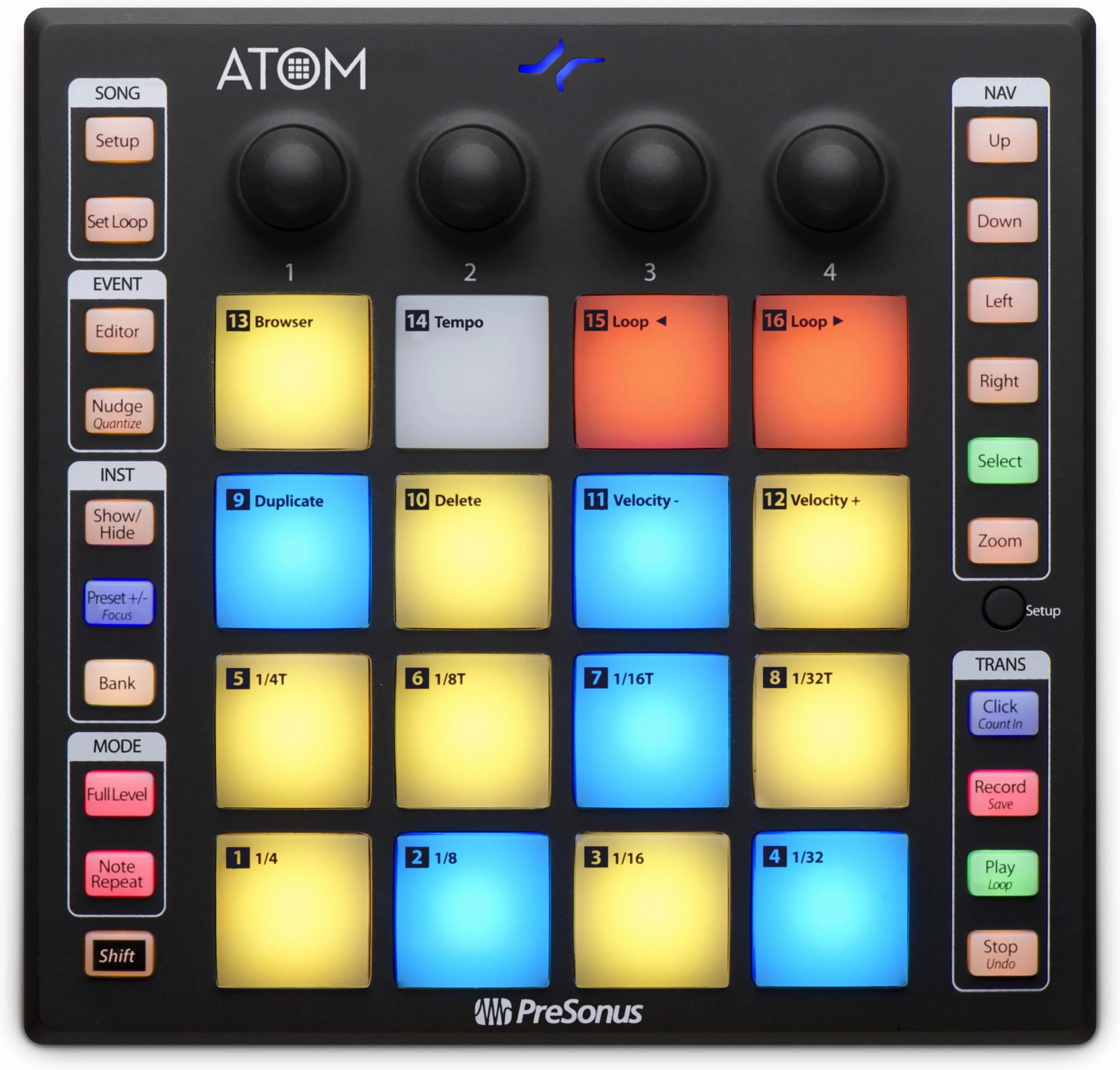 PreSonus ATOM, kontroler MIDI, kontroler do produkcji muzyki i wydajności z Studio One Artist, Ableton Live Lite i Studio Magic Software-Bundle