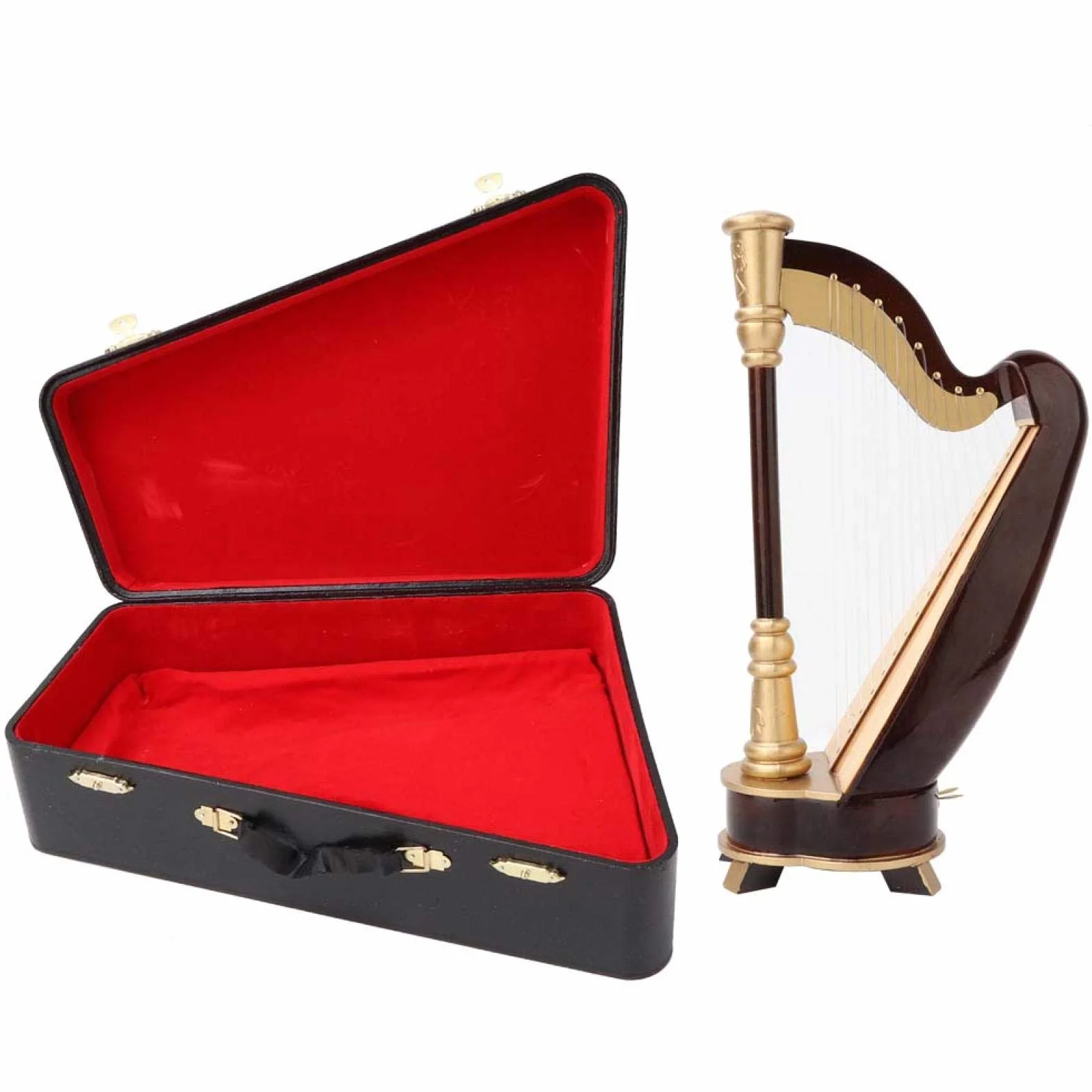 Miniaturowy model harfy, 25CM ręcznie wykonany drewniany instrument muzyczny harfa replika modelu na prezenty muzyczne ozdoba do dekoracji stołu w biurze domowym