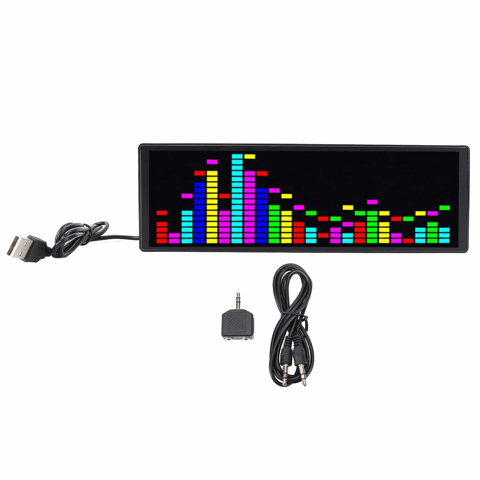 Cuifati RGB Music Spectrum Wyświetlacz, 84 Efekty, Konstrukcja ABS, Zasilana USB, Idealne do Domu, Biura lub Imprezy z 2 Stylami Czasowymi i 3 Alarmami, Wrażliwe Odbiór dla Kontroli