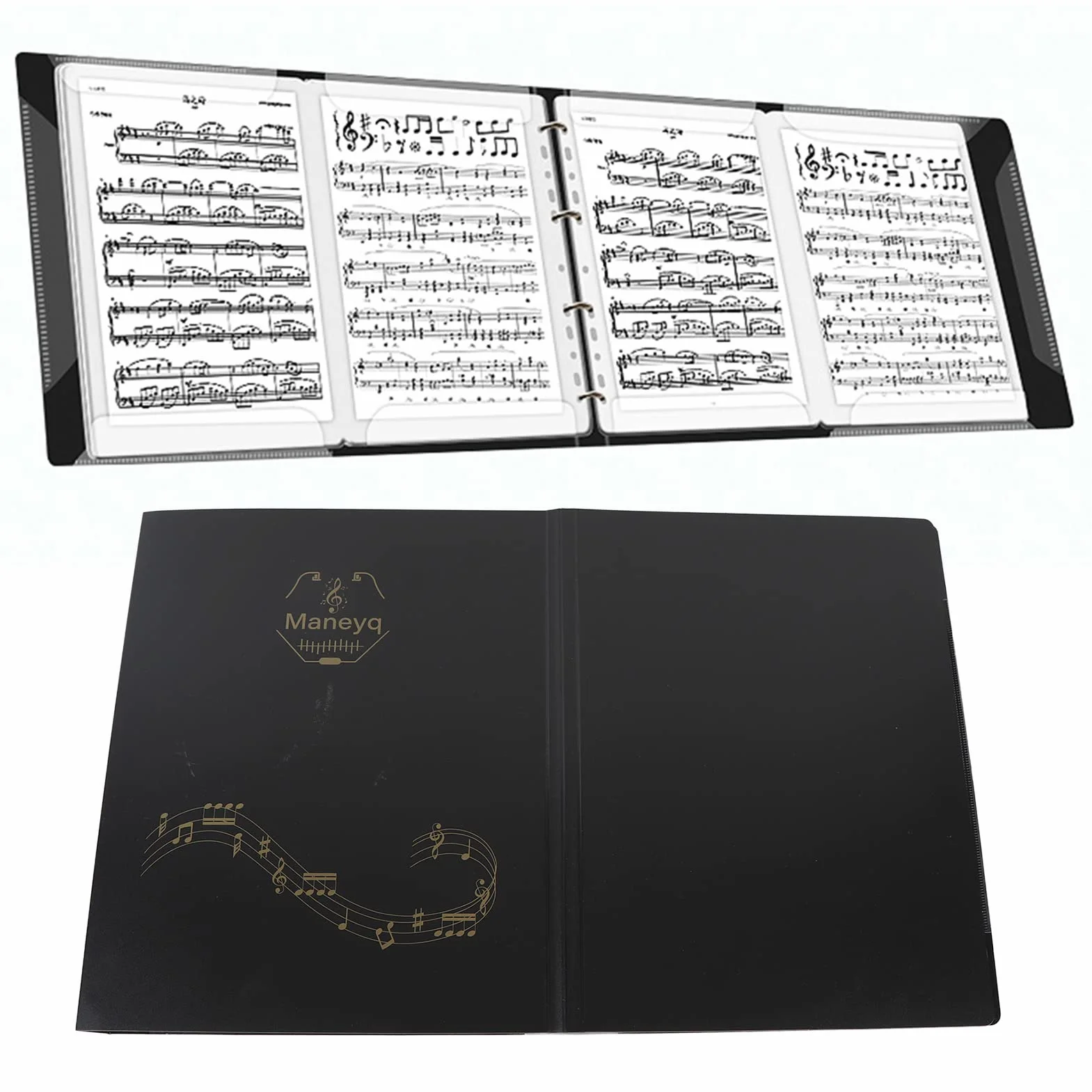 Alomejor Folder na nuty, rozszerzany uchwyt do przechowywania dokumentów papierowych, segregator z odpinanym 4-stronicowym rozmiarem A4