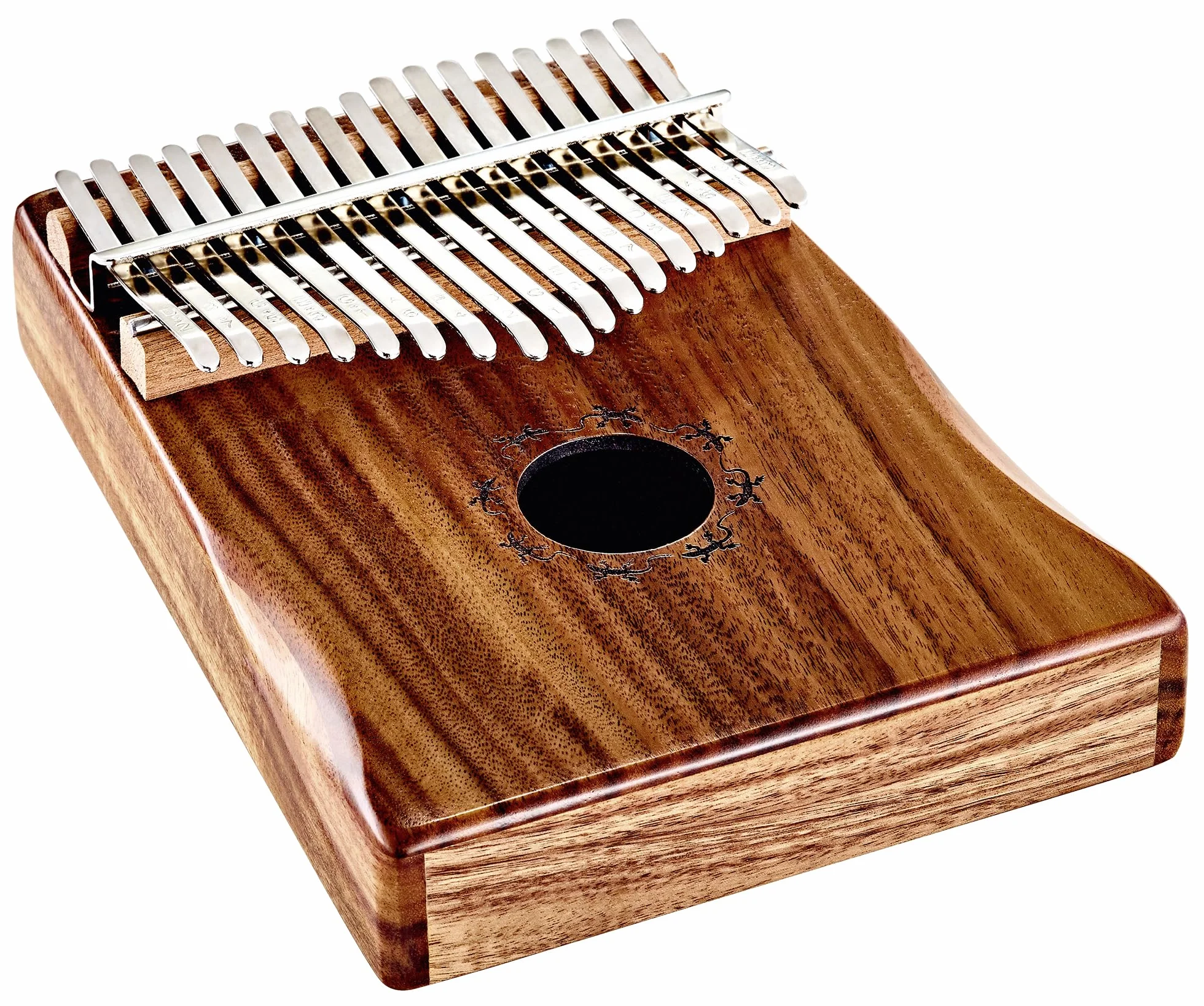 Ortega Kalimba C-Dur akustyczny fortepian na kciuk – seria Lizard – 17 kluczy – medytacja, LoFi – w zestawie etui Deluxe, torba z materiału, młotek do strojenia, ściereczka do polerowania (OKB1)