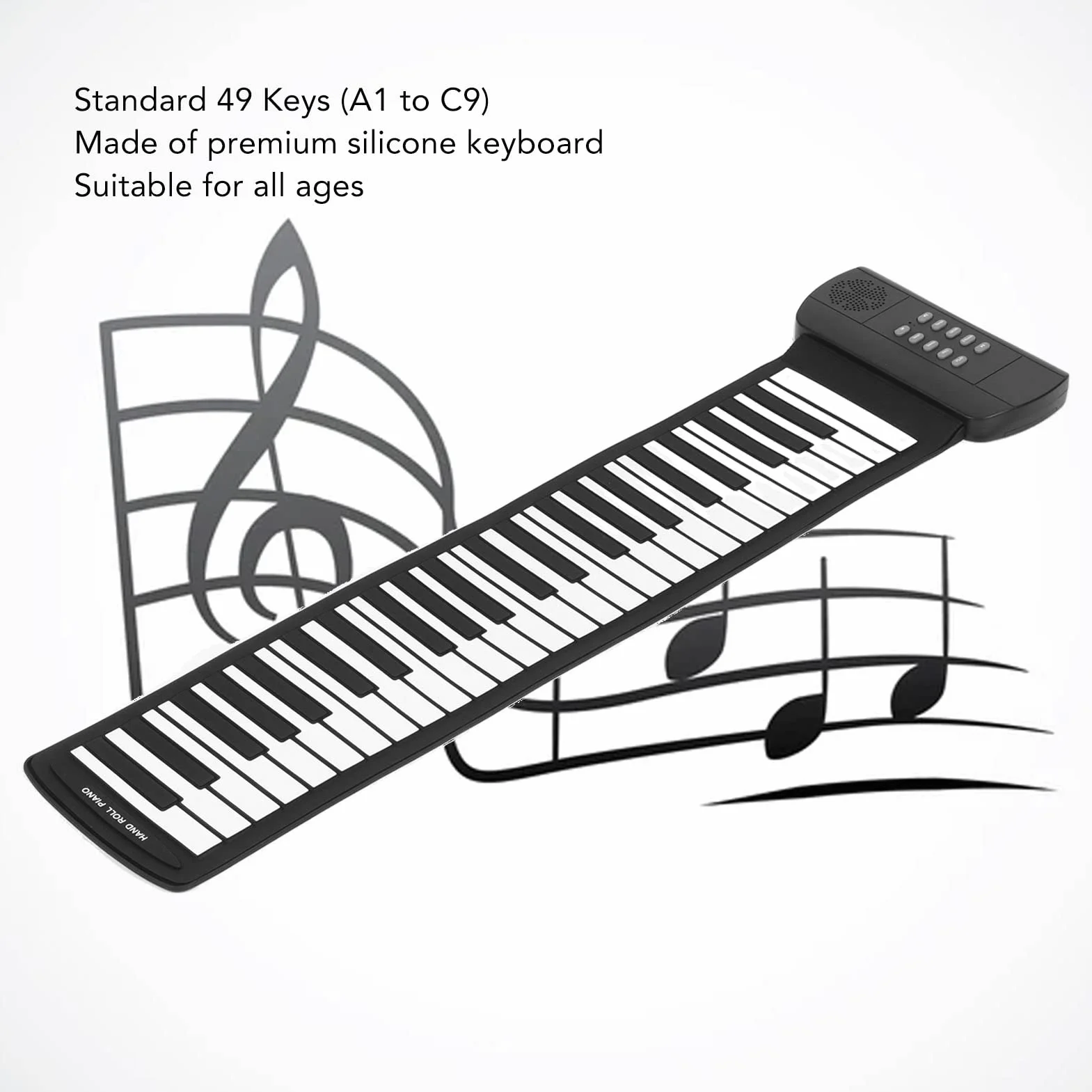 PM49H Roll Up Piano 49 Klawiszy Akumulatorowa Miękka Klawiatura Bluetooth MIDI Dźwięk Przestrzenny 4D Składane Pianino