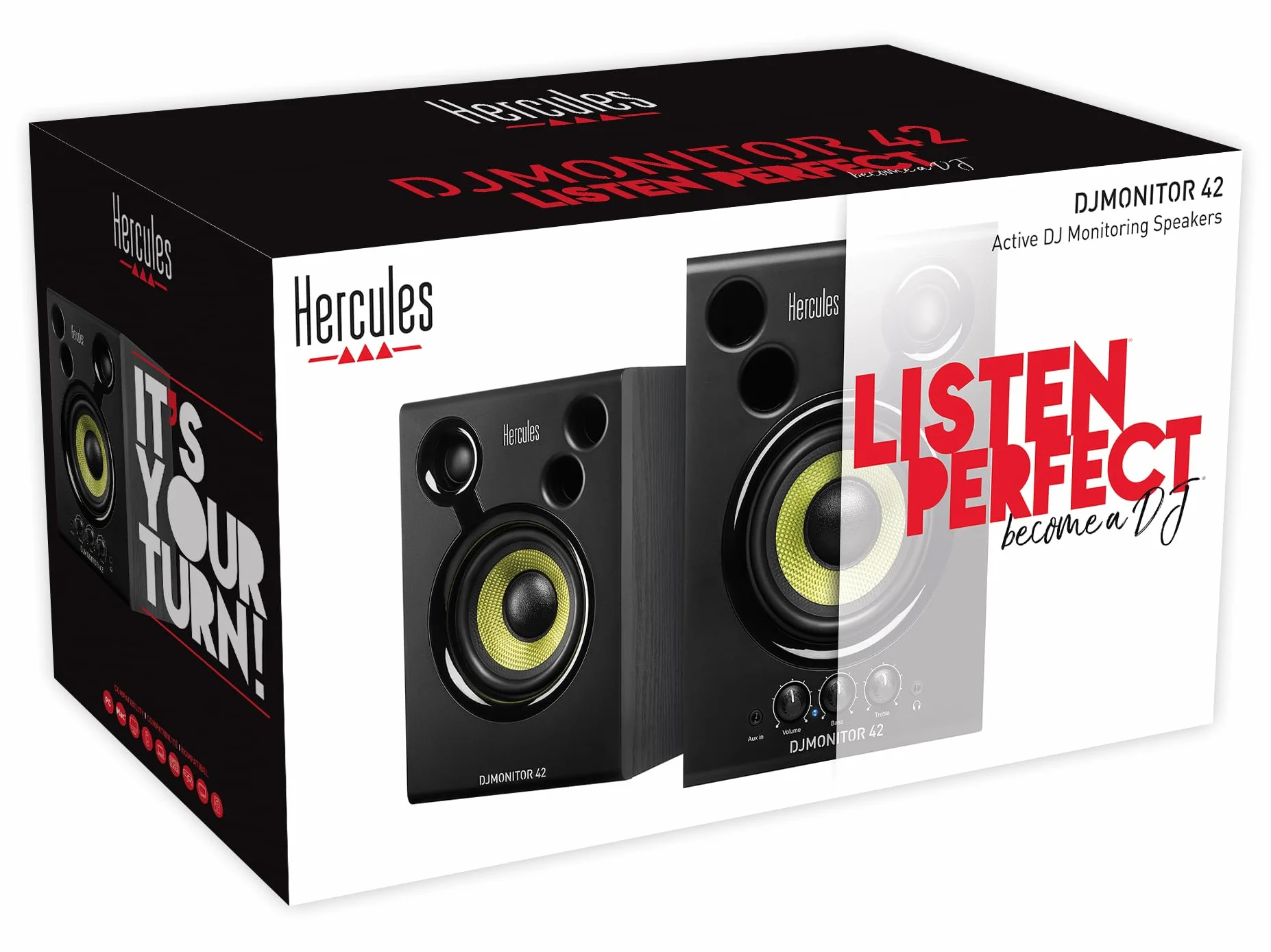 Hercules DJMonitor 42 – Aktywne głośniki DJ 80 W 4-calowy woofer Bass-Reflex