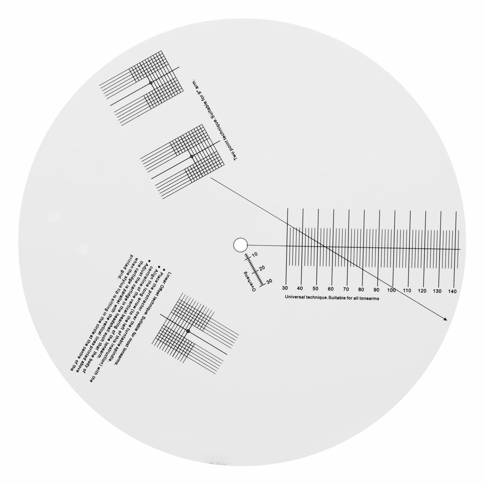 Akrylowy gramofon gramofon wkład wyrównujący kątomierz mata fonograf narzędzie do wyrównania kartridży mata antypoślizgowa płyta kalibracyjna płyty LP do akcesoriów gramofonowych biała