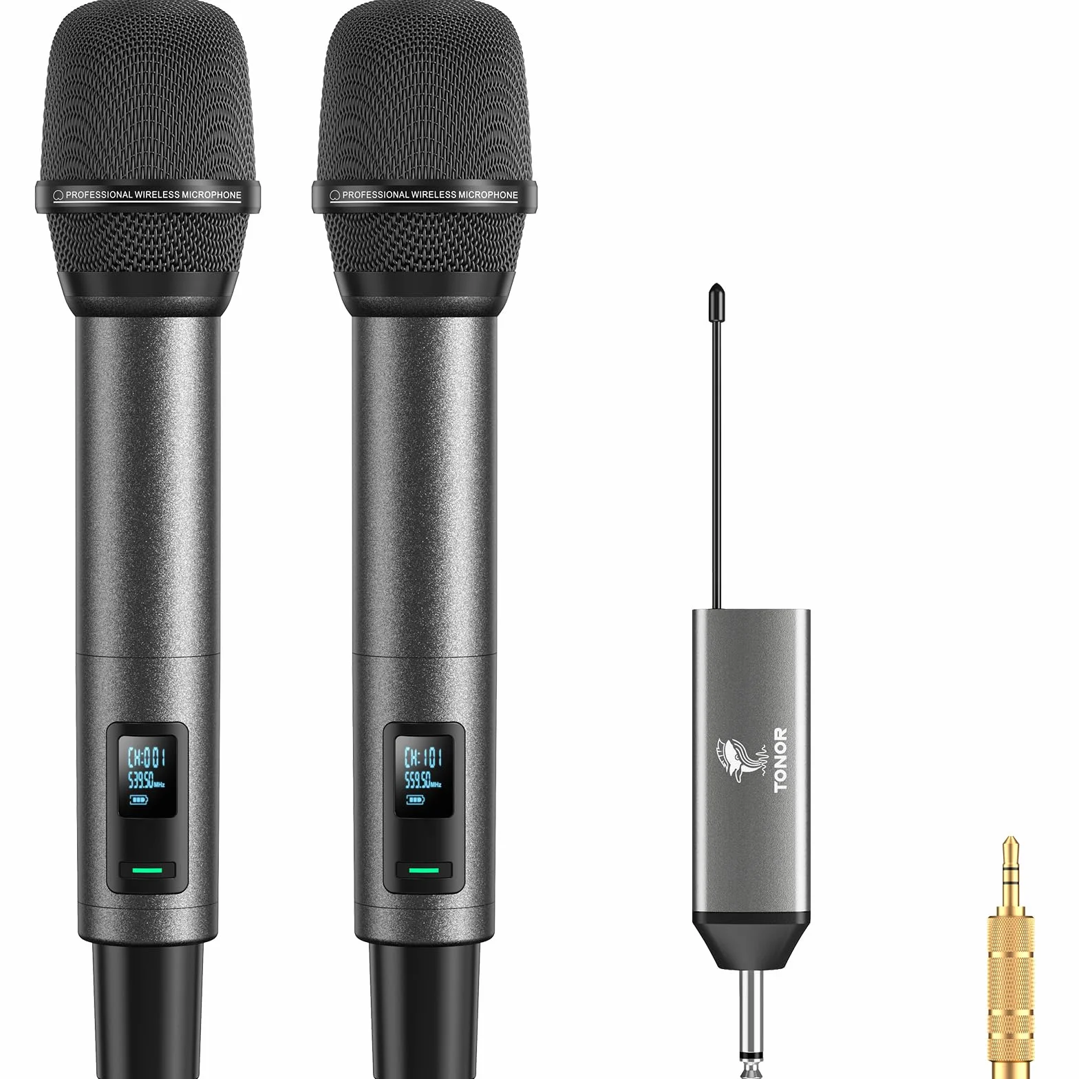 TONOR Bezprzewodowy System Mikrofon Ręczny Inalambrico, Zasięg UHF 60m, Mikrofony Stabilną Transmisją Sygnału Karaoke, Slub, Impreza, Kościół, Czytanie, Regulowana Głośność, Szybkie Wyciszenie, TW520