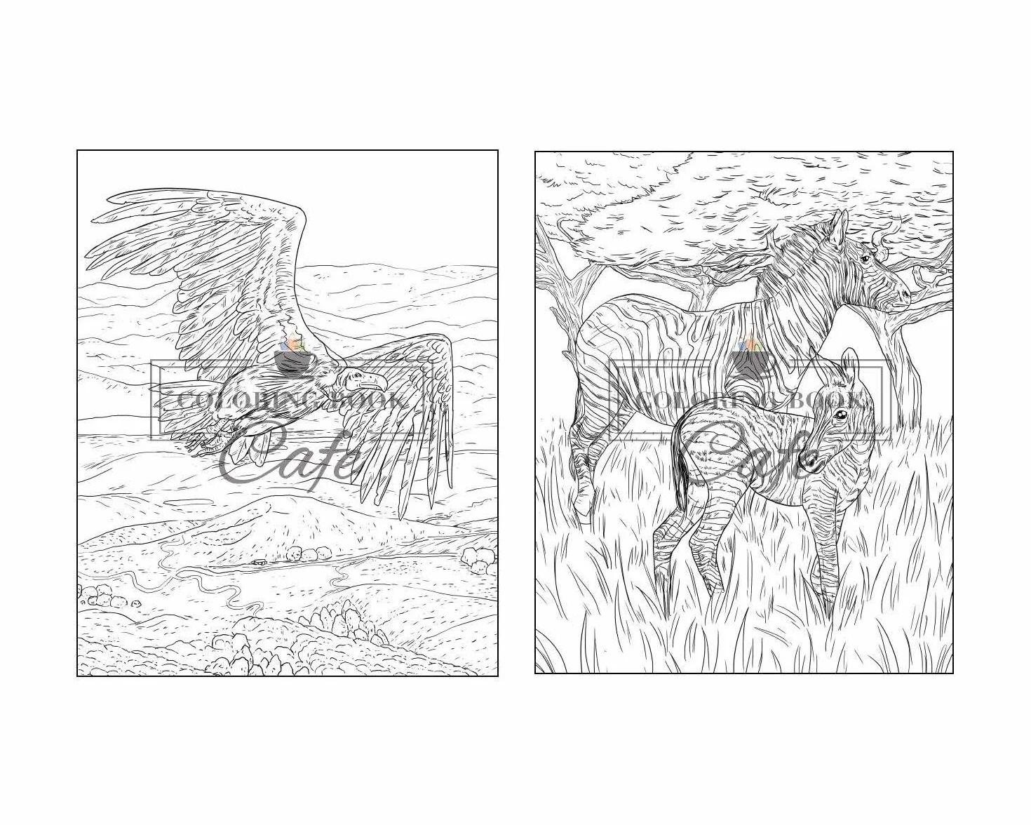100 Wildlife Scenes: An Adult Coloring Book Featuring 100 Most Beautiful Wildlife Scenes with Animals, Birds and Flowers from Oceans, Jungles, Forests and Savannas