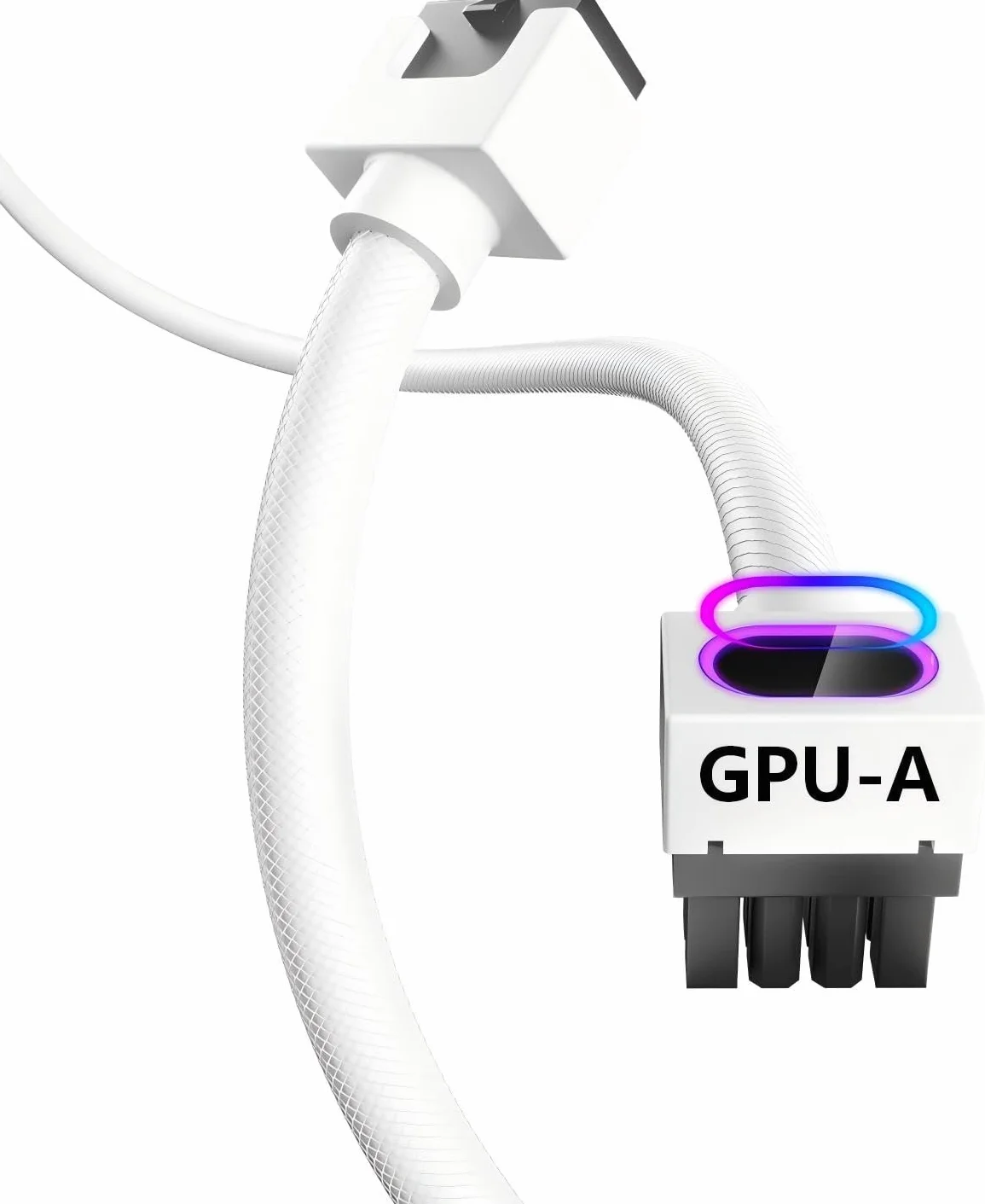 AsiaHorse Hydrus 8-Pin GPU Kabel przedłużający [TYP A - ZATZASK NA DOLE], Kabel zasilający PCIE do karty graficznej (NIE DLA CPU), 18AWG Sleeved, 5V ARGB Sync - Biały