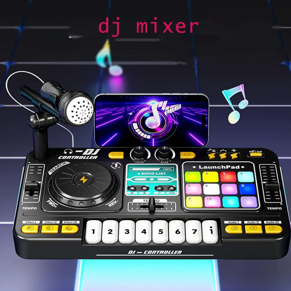 Mikser DJ dla dzieci i odtwarzacz płyt można podłączyć do mikrofonu Bluetooth