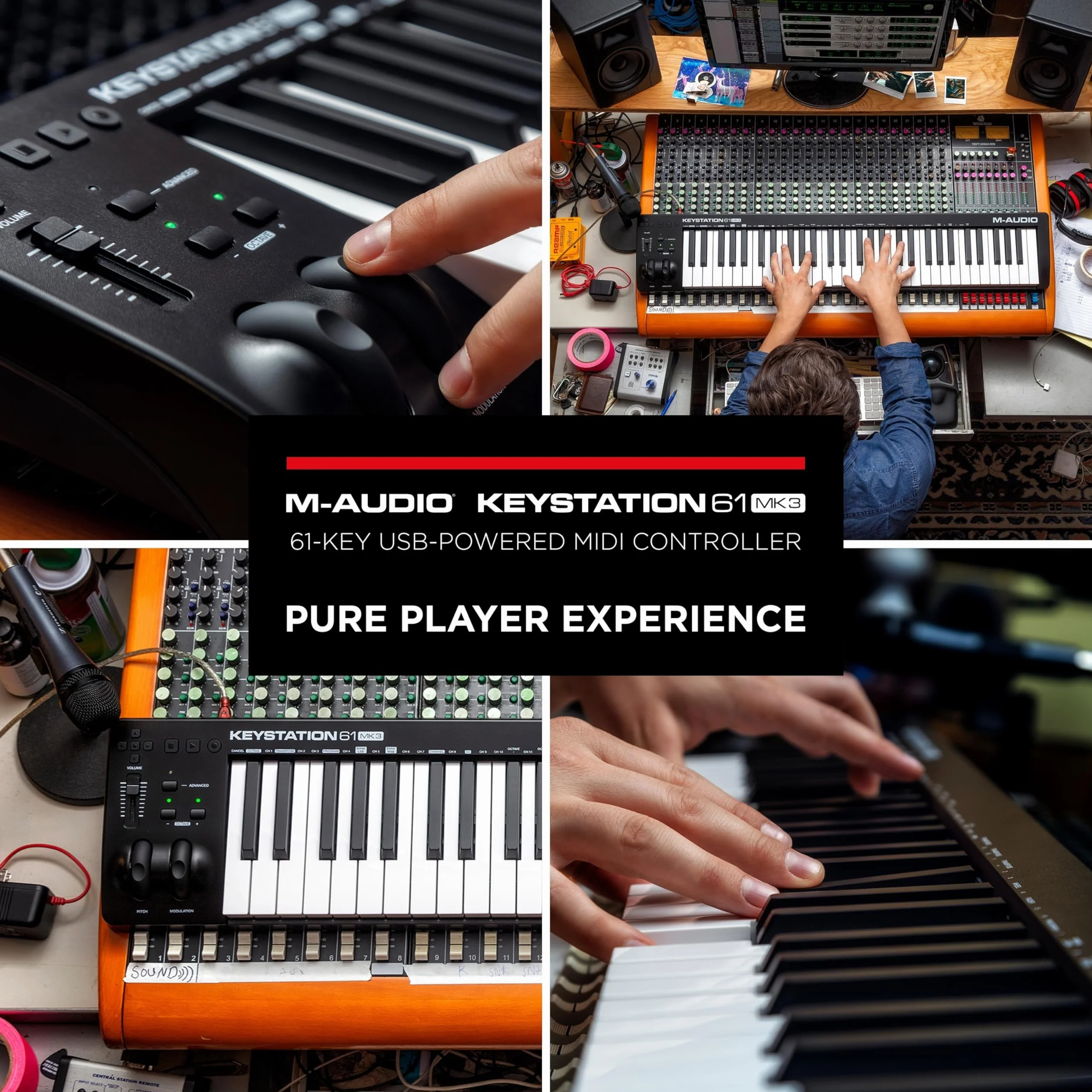 M-AUDIO Keystation 61 MK3 61-klawiszowa klawiatura sterująca MIDI USB do maca i PC-ta z darmowymi lekcjami online/w aplikacji i oprogramowaniem