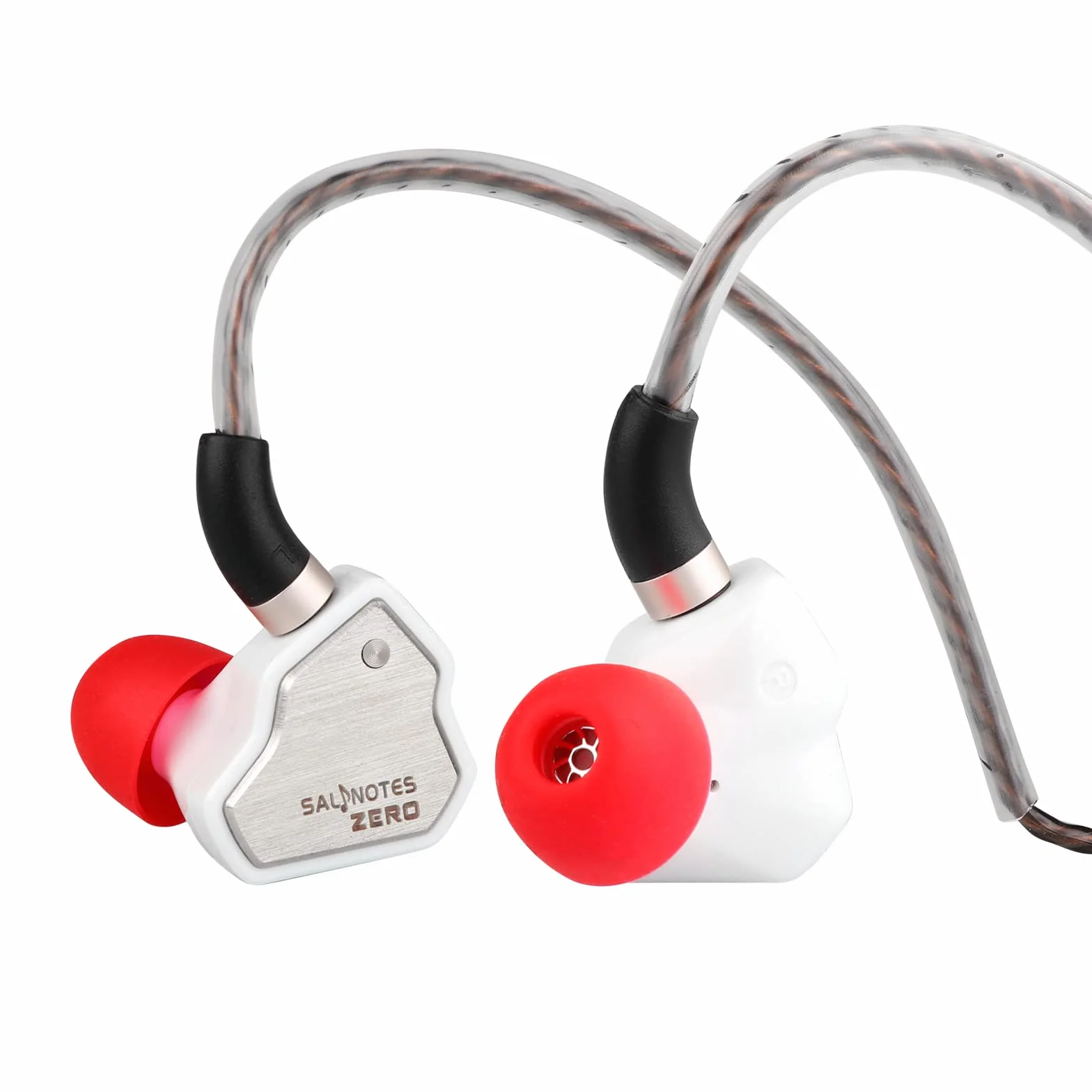 Linsoul 7Hz Salnotes Zero Słuchawki douszne Hi-Fi z dynamicznym przetwornikiem 10 mm IEM, z membraną kompozytową, płyta ze stali nierdzewnej, odłączany 2-pinowy kabel OFC, białem, bez mikrofonu
