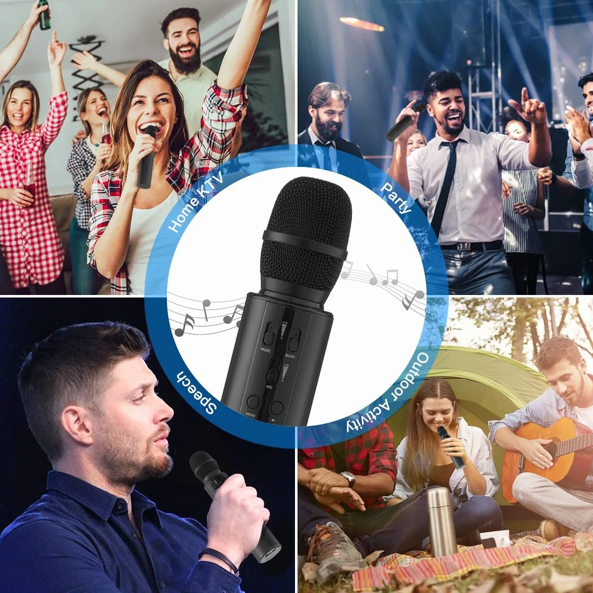 Bezprzewodowy mikrofon do karaoke, przenośny ręczny mikrofon głośnikowy Bluetooth, bezprzewodowe mikrofony, maszyna do karaoke, domowy odtwarzacz KTV, kompatybilny z urządzeniami z systemem