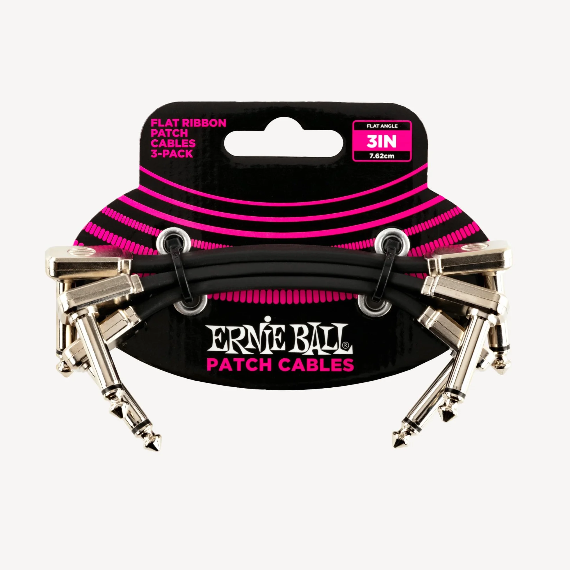 Ernie Ball Flat Ribbon Patch Zestaw Kabli Gitarowych, Black, 3 sztuki