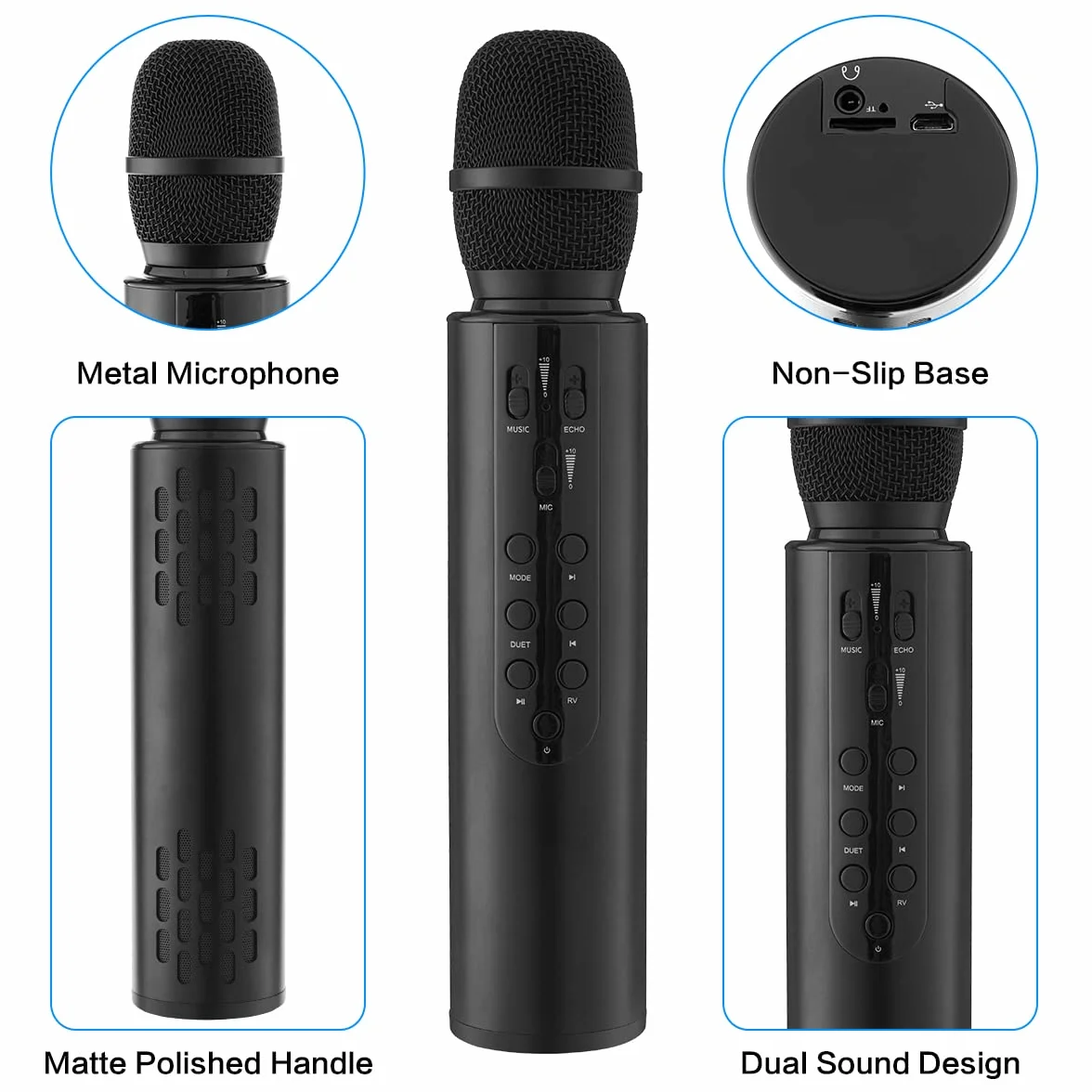 Bezprzewodowy mikrofon do karaoke, przenośny ręczny mikrofon głośnikowy Bluetooth, bezprzewodowe mikrofony, maszyna do karaoke, domowy odtwarzacz KTV, kompatybilny z urządzeniami z systemem
