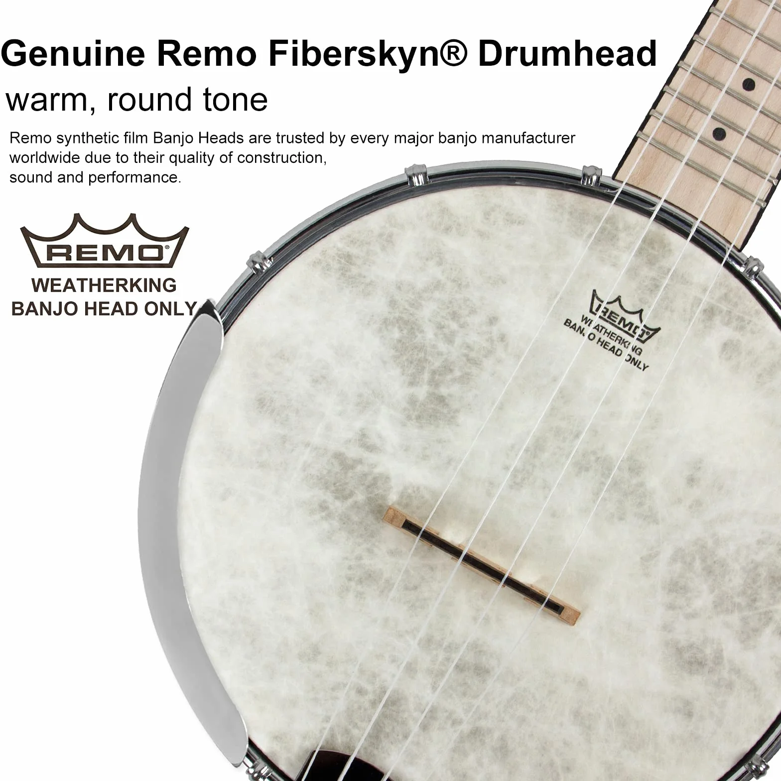 AKLOT Banjo Ukulele Koncert 58.4 cm Remo Drumhead Open Back Maple Body Gig Bag Tuner String Strap Picks