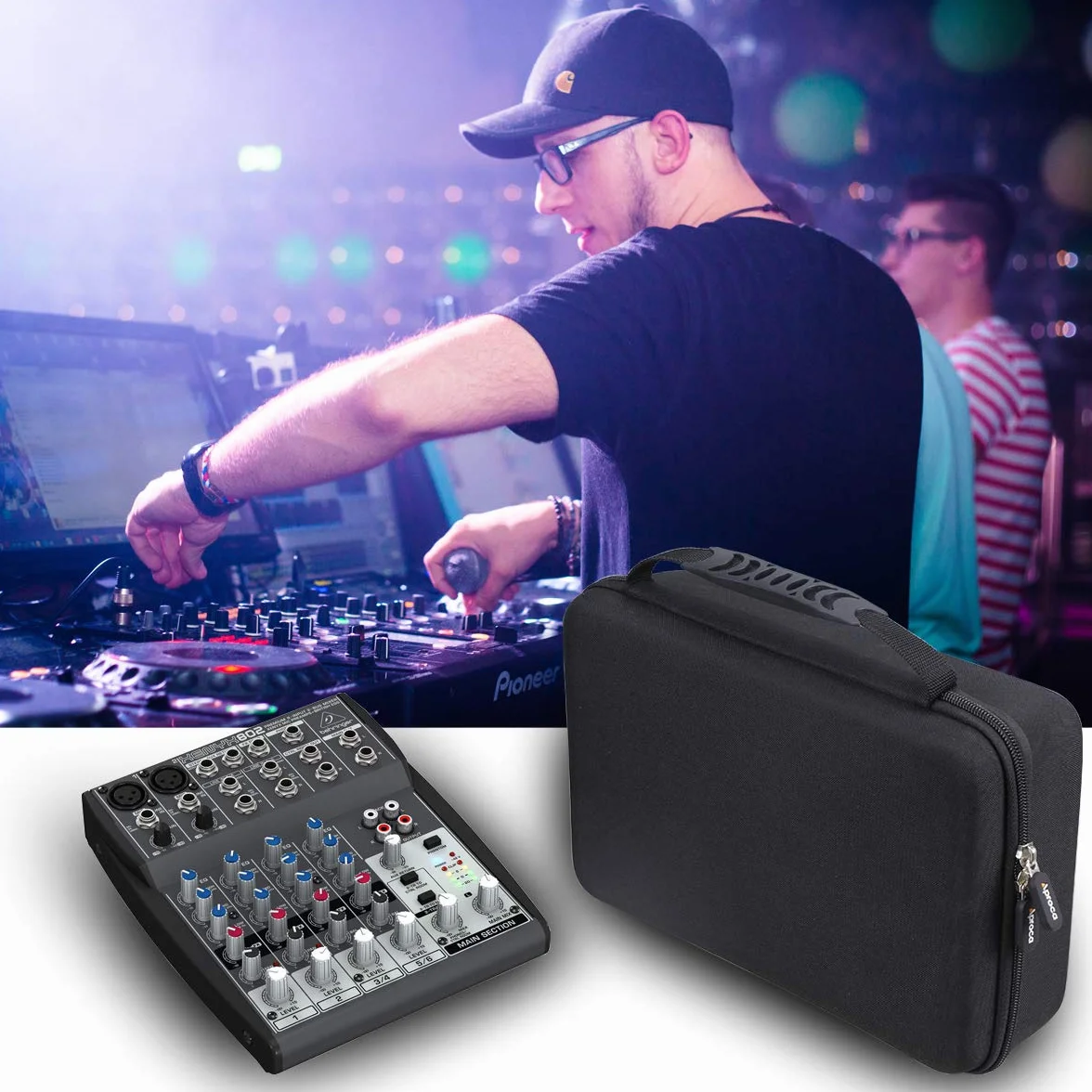 Aproca walizka podróżna z twardą powłoką, pasuje do Behringer Flow 8 / Xenyx 802 Premium cyfrowy mikser z 8 wejściami