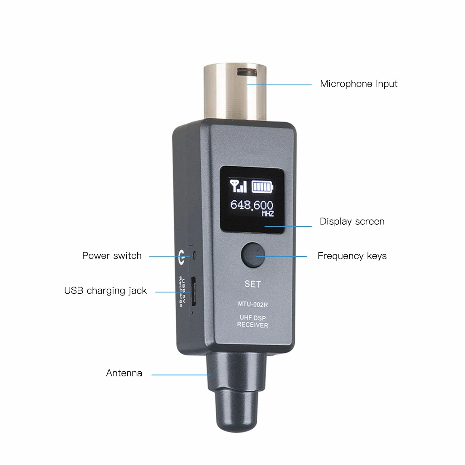 Bezprzewodowy System Mikrofonowy, Bezprzewodowy Nadajnik i Odbiornik XLR, Czysty Dźwięk, Adapter Mikrofonu Bezprzewodowego, Wbudowany Akumulator, do Mikrofonu Dynamicznego